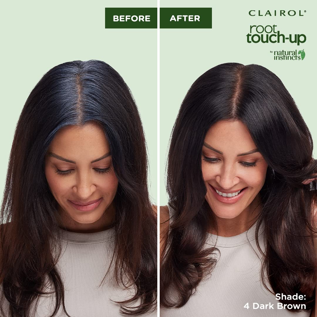 Light Gray Clairol Root Touch-Up by Natural Instincts Permanent Hair Dye, 4 Dark Brown Hair Color | Naturally Blended Roots with 100% Gray Coverage | Vegan & Ammonia Free Formula | Pack of 1