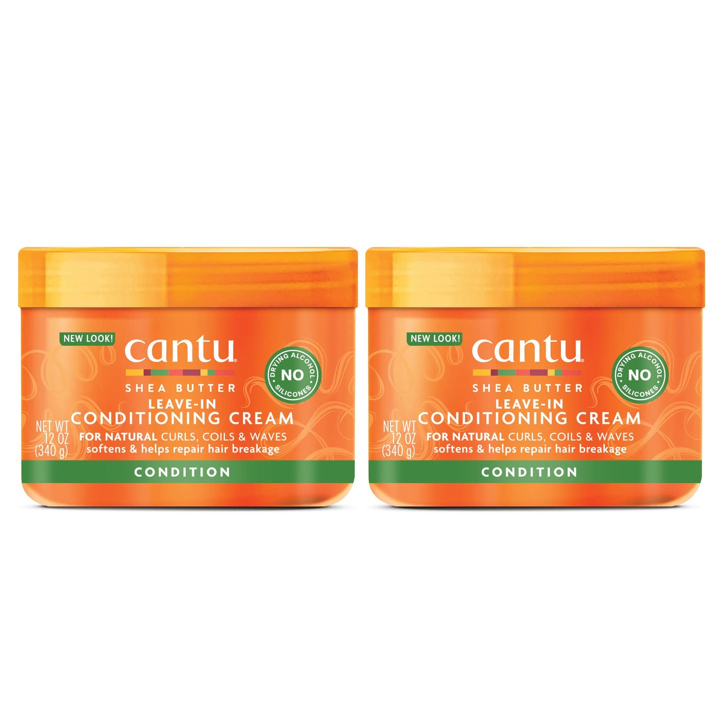 Sandy Brown Cantu Leave-In Conditioning Cream for Natural Hair with Pure Shea Butter, 12 oz (Pack of 2)