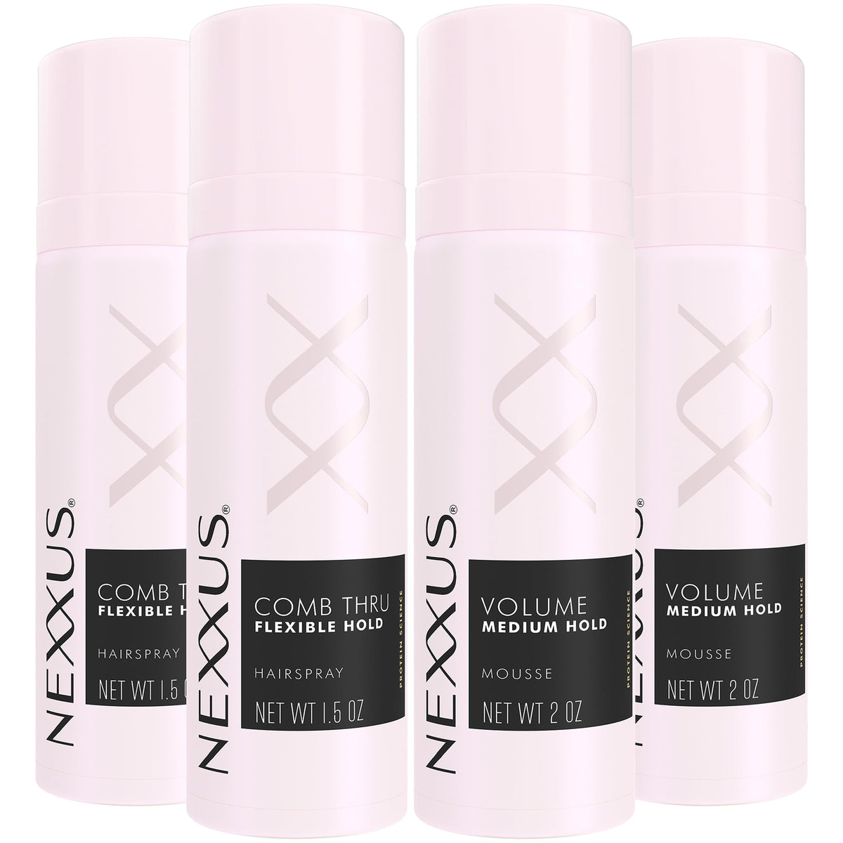 Misty Rose Nexxus Travel Essentials Hair Spray and Volumizing Hair Mousse, 2-Pack Each (4 Items Total)
