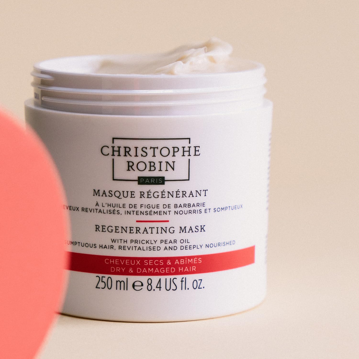 Light Gray Christophe Robin Regenerating Mask with Prickly Pear Seed Oil for Dry, Damaged and Chemically Treated Hair 8.4 fl. oz