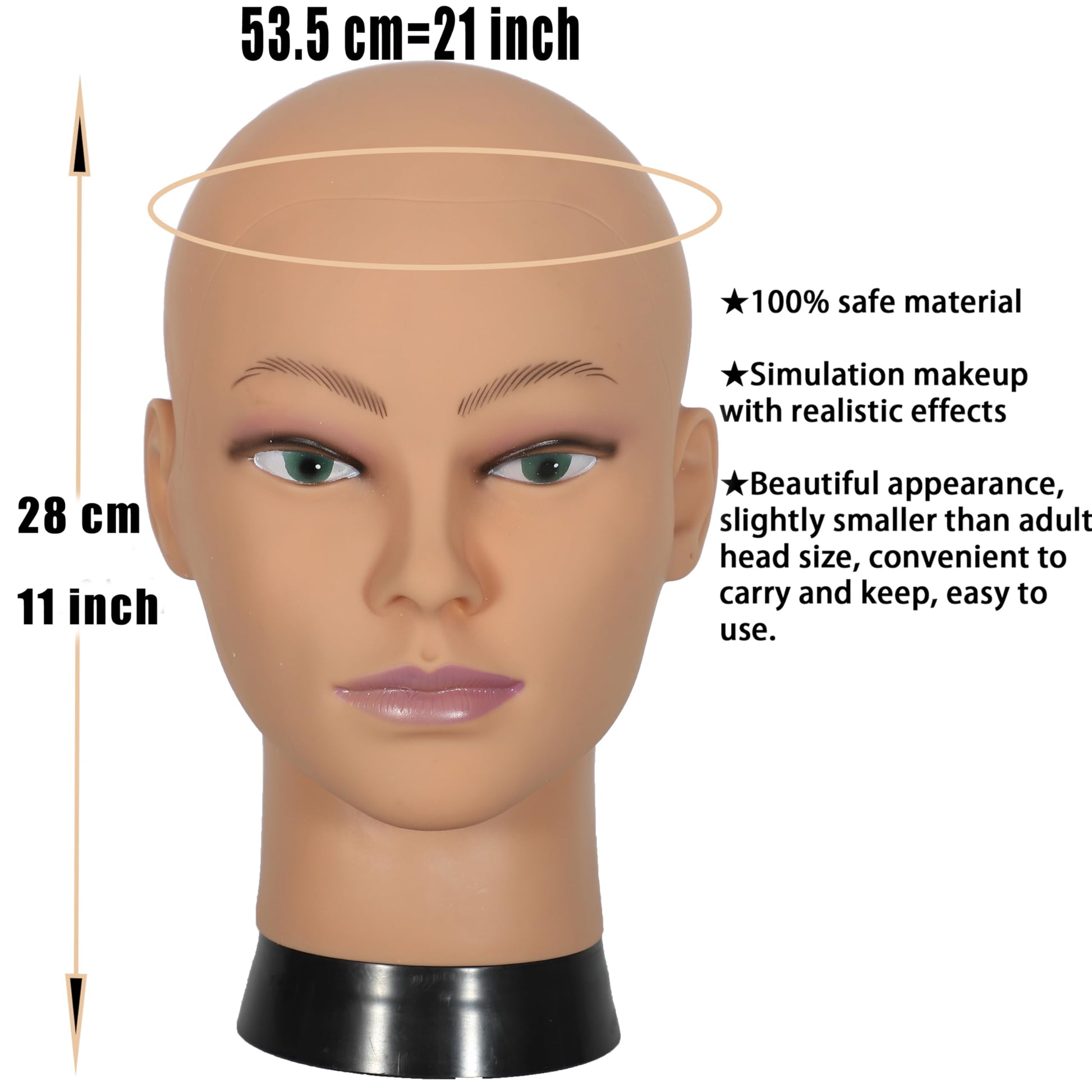 White Smoke simnient Bald Mannequin Head Stand Professional Cosmetology Wig Training Head for Wig Making and Display Hat Glasses Scarf Jewelry Model Head with Free Clamp