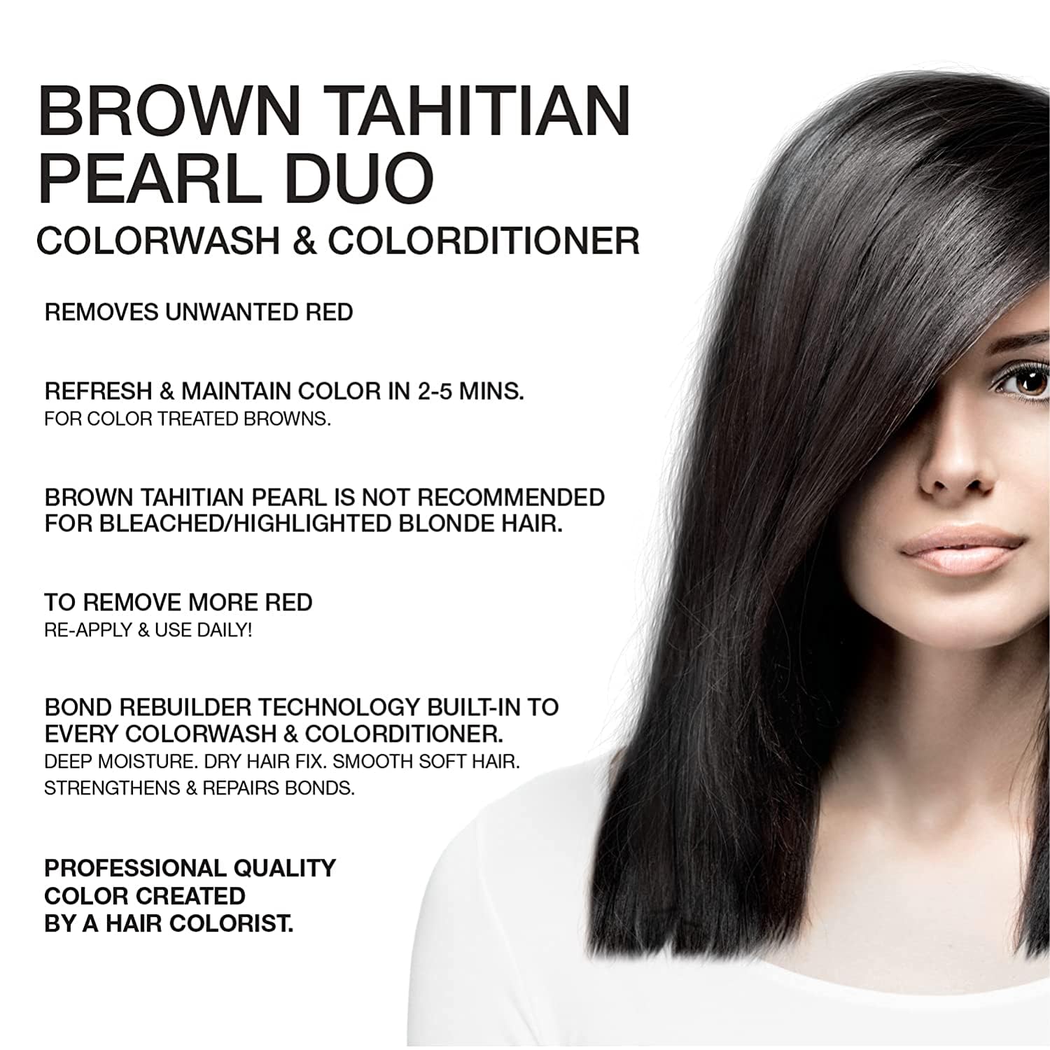 White Smoke Celeb Luxury Gem Lites Duo Color Depositing Colorwash Shampoo & Conditioner Set + Bondfix Bond Rebuilder, Semi Permanent Hair Color, Vegan Hair Dye, Brown Tahitian Pearl