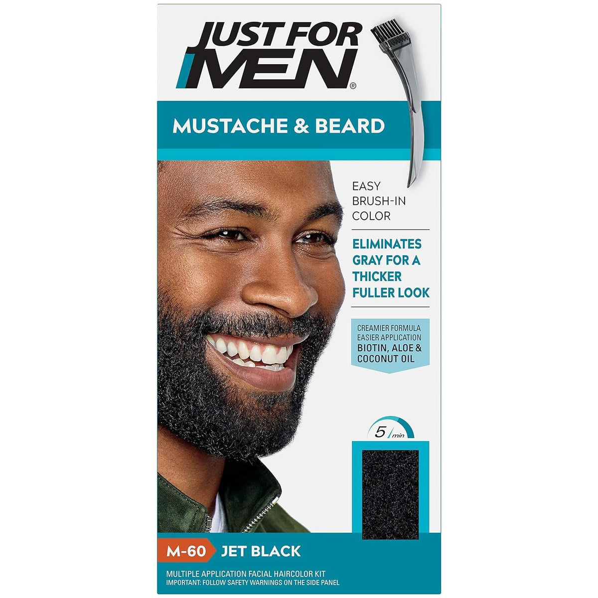 White Smoke JUST for Men Color Gel Mustache, Beard & Sideburns 115 Jet Black 1 Each (Pack of 12)