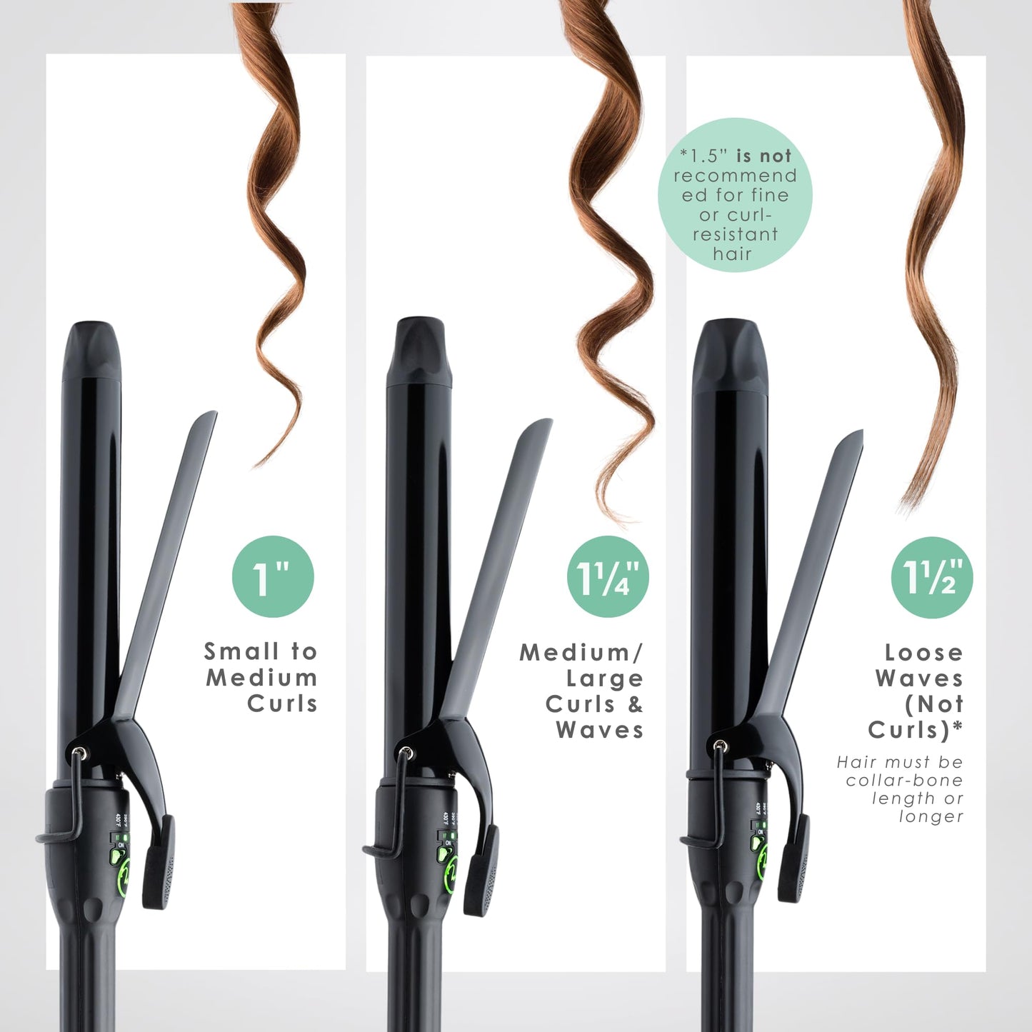 White Smoke MINT REVAMP X-Long Barrel 1.25 Inch Curling Iron — Easier & Faster Styling for Long Hair | Truly Ionic & Even Heat Ceramic Curling Iron 1 1/4 Inch | Professional Optimized Clamp for Smooth Salon Curls