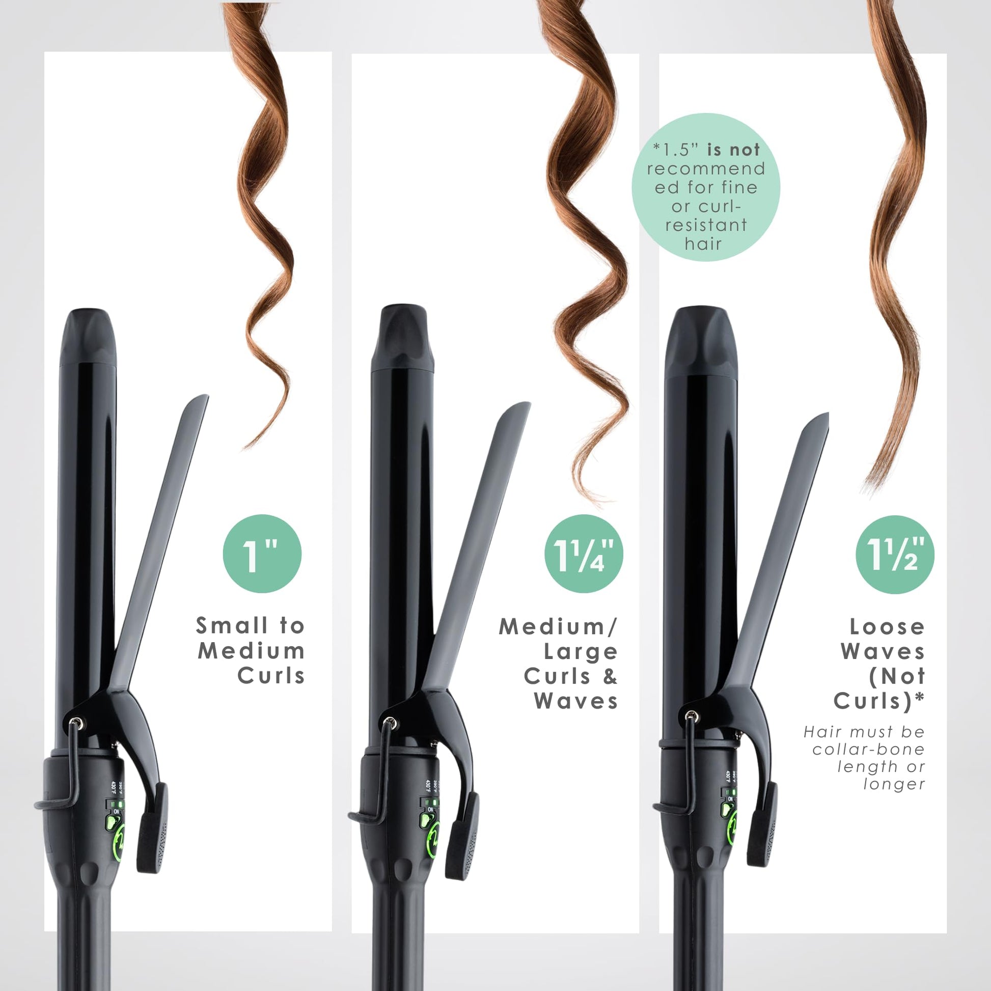 White Smoke MINT REVAMP X-Long Barrel 1.25 Inch Curling Iron — Easier & Faster Styling for Long Hair | Truly Ionic & Even Heat Ceramic Curling Iron 1 1/4 Inch | Professional Optimized Clamp for Smooth Salon Curls