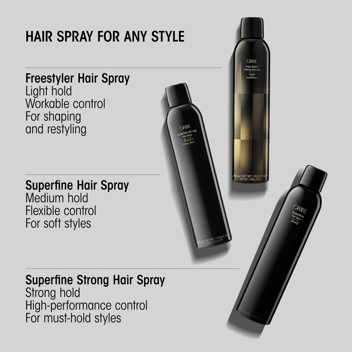 Light Gray Oribe Free Styler Working Hair Spray - Light, Brushable Hold - 9oz