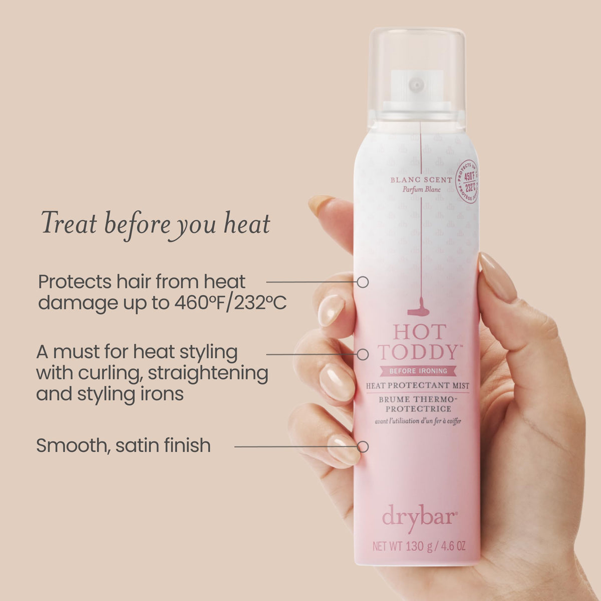 Wheat Drybar Hot Toddy Heat Protectant Mist for Hair, Blanc Scent, 1.5 oz