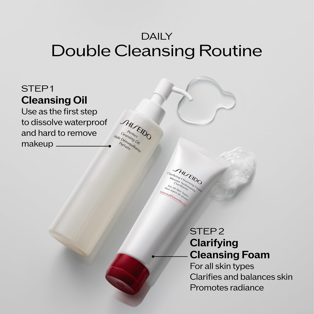 Light Gray Shiseido Clarifying Cleansing Foam - 125 mL - Cleanses, Balances & Removes Impurities for Smoother, Radiant Complexion - For All Skin Types