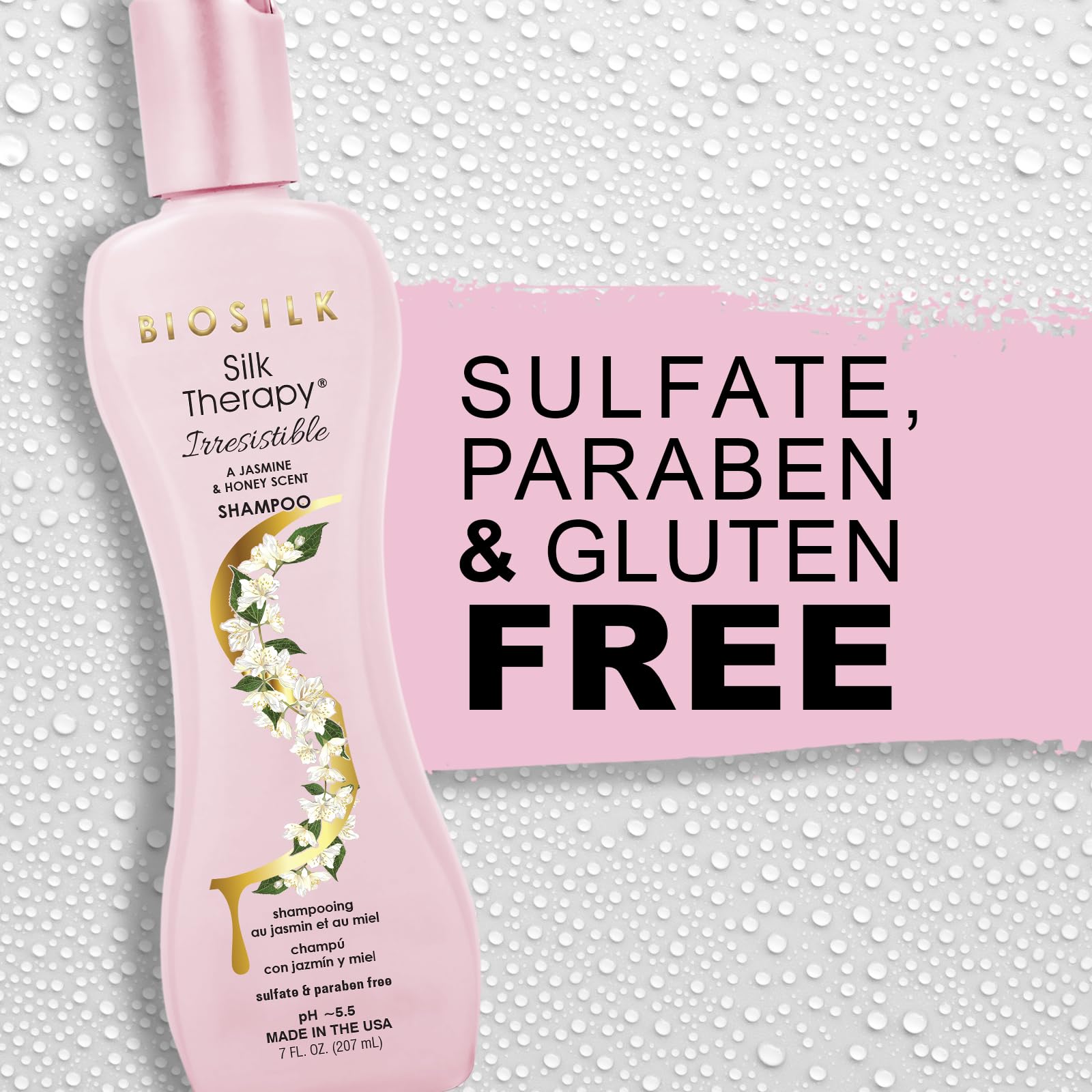 Lavender BioSilk Irresistible Shampoo, Cleanses & Conditions Frizzy Hair, Jasmine & Honey Scent, Silk Proteins & Botanical Extracts, Sulfate-Free, Paraben-Free, Cruelty-Free, 7 Oz