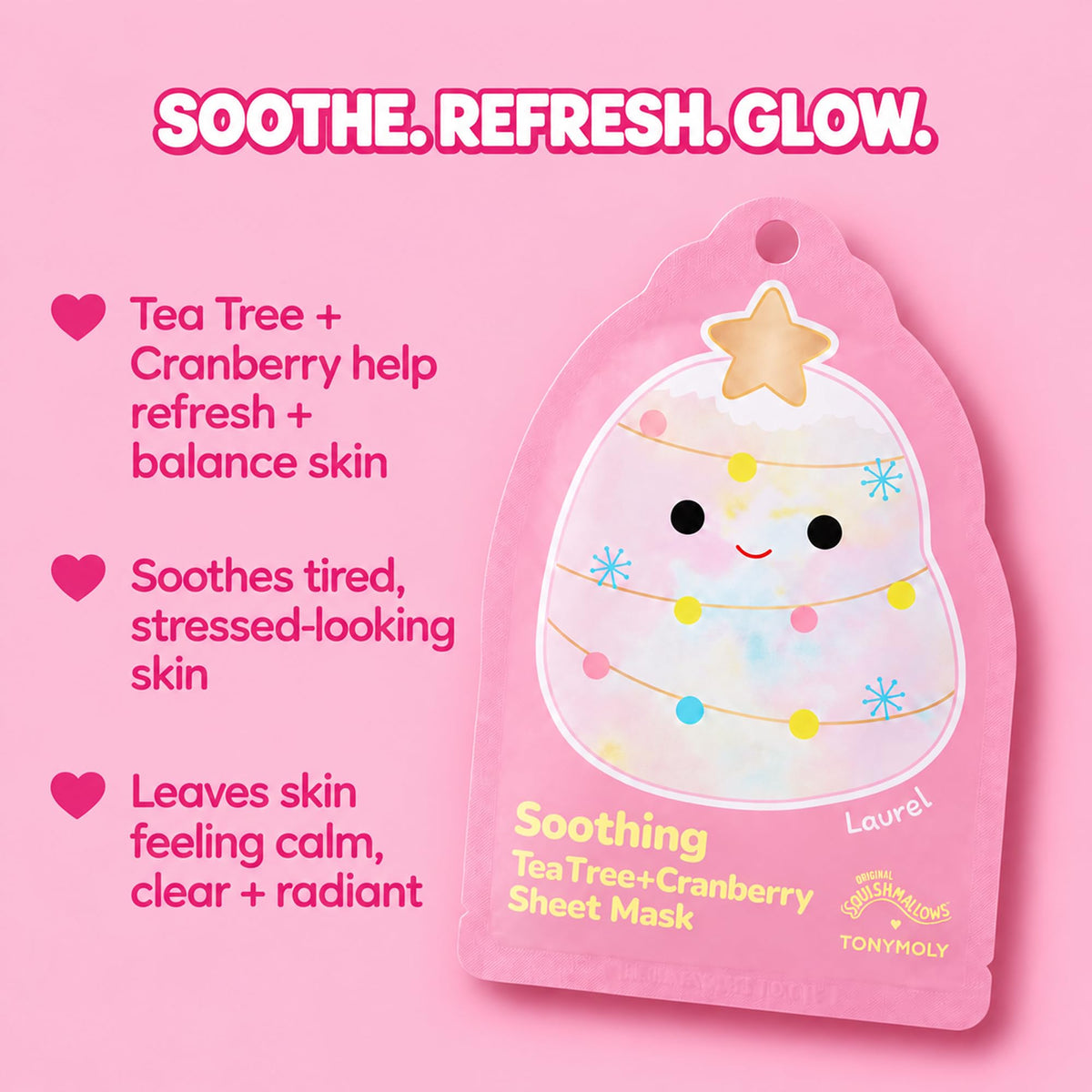 Pink TONYMOLY x Squishmallows Merry Masking Face, Eye & Foot Mask 4-Piece Set