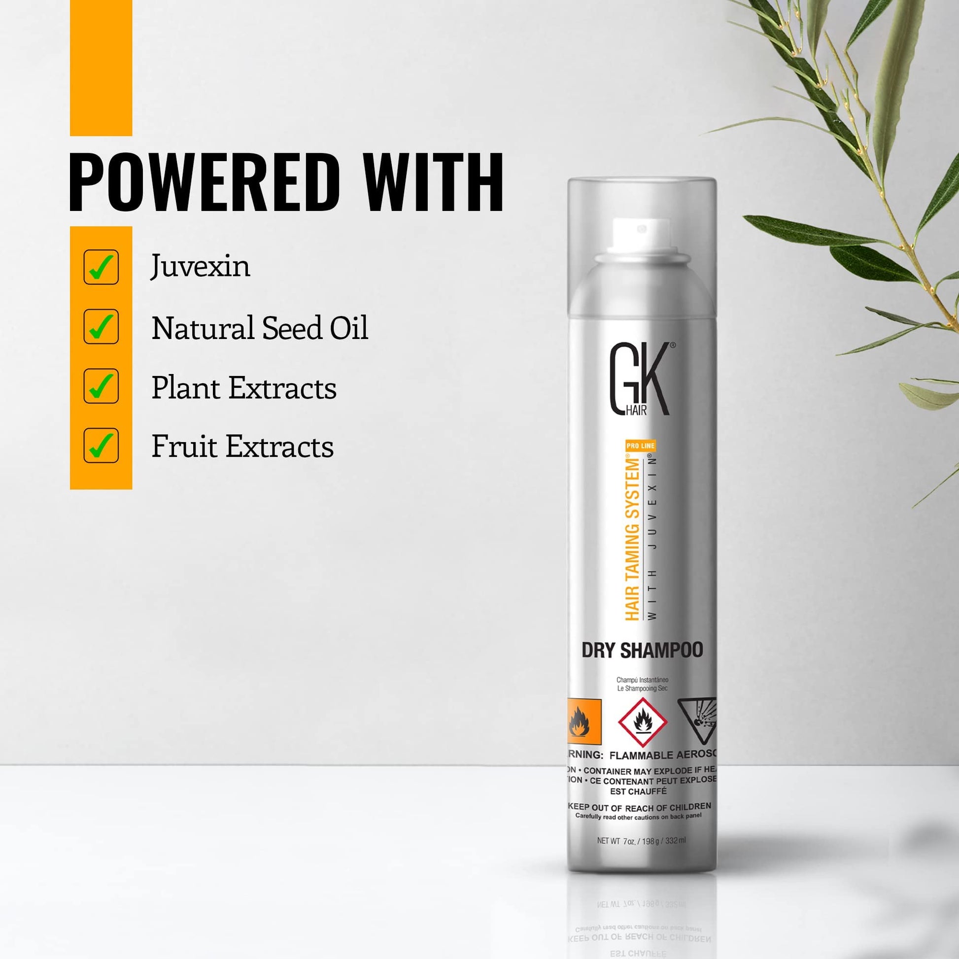 Lavender GK HAIR Global Keratin Waterless Dry Shampoo (7 Fl Oz/332ml) No Residue Spray for Fine, Oily and All Hair Types - Removes Flaking, Dandruff and Excess Oil - Sulfate Paraben Free - For Women and Men