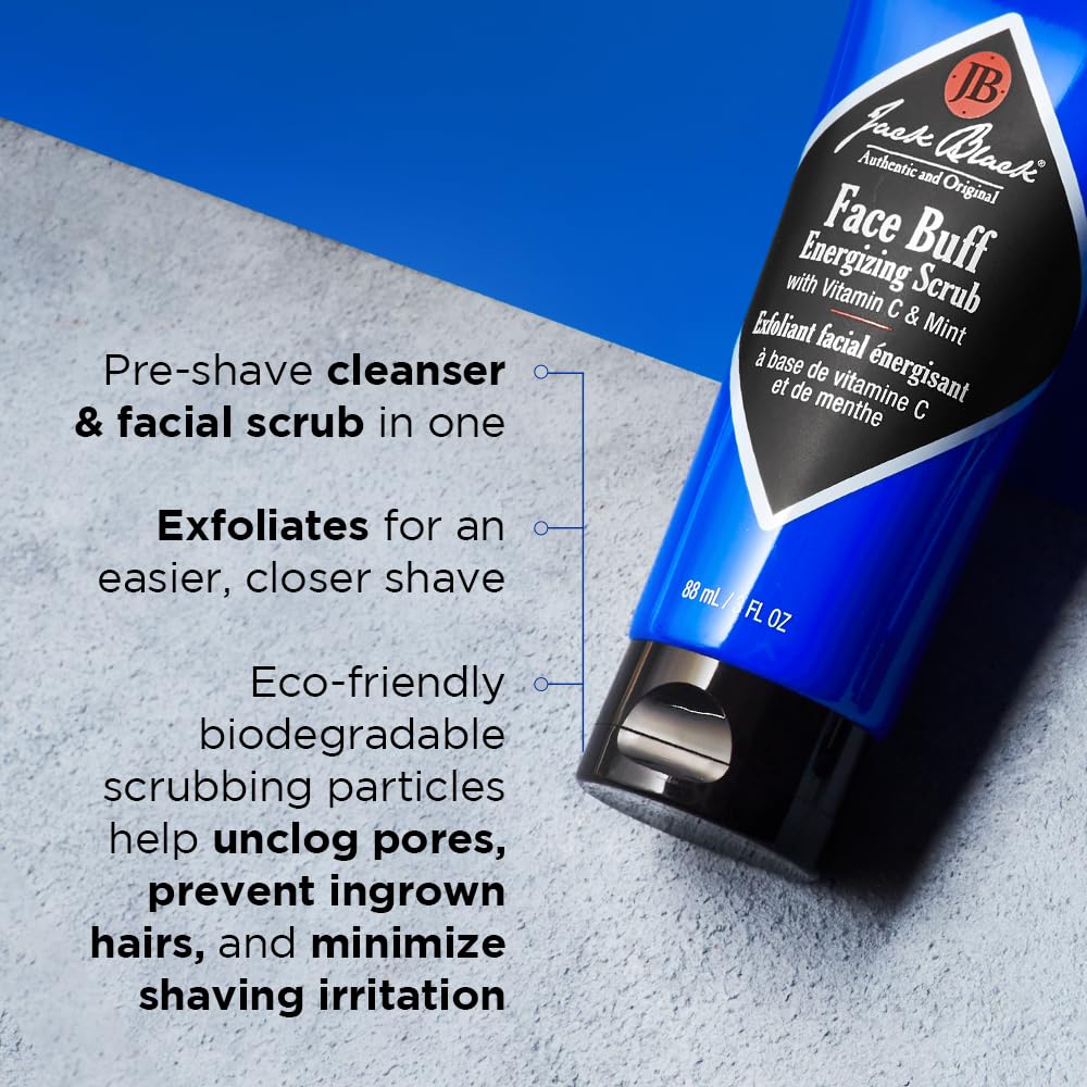 Light Gray Jack Black Face Buff Energizing Scrub, Exfoliating Mens Face Wash, 10 Fl Oz