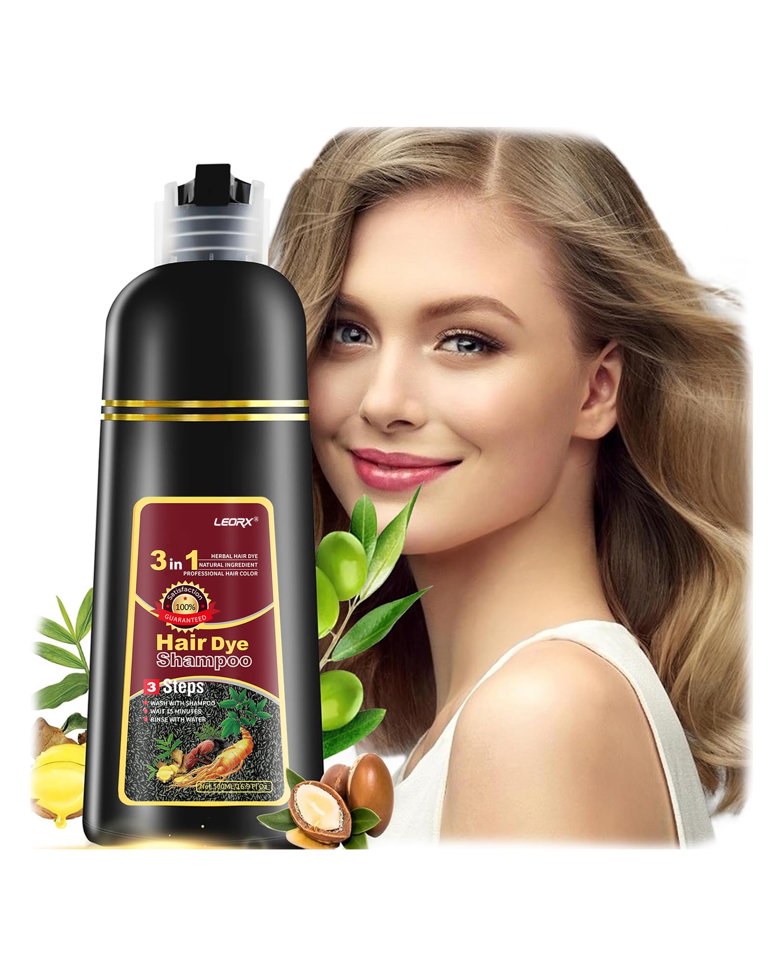 White Smoke Chestnut Brown Hair Dye Shampoo, Leorx 3 In 1 Color Shampoo Instant Herbal Coloring Shampoo Refresh Hair For Women&Men - Tintes Para El Cabello Profesional - Easy to Use at Home