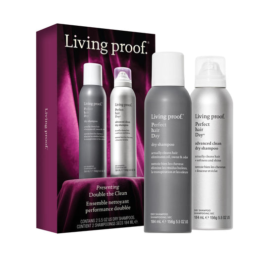 White Smoke Living proof Perfect hair Day Dry Shampoo and Advanced Clean Dry Shampoo Gift Set($63 value)