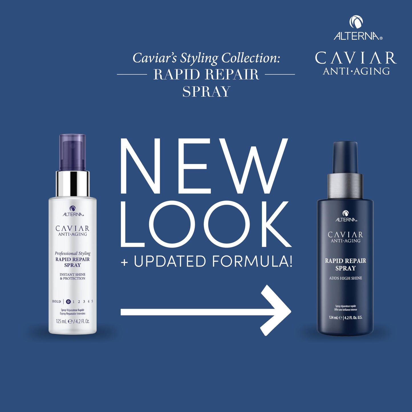 Dark Slate Blue Alterna Caviar Anti-Aging Professional Styling Rapid Repair Shine Spray, 4.2-Ounce (2-Pack)
