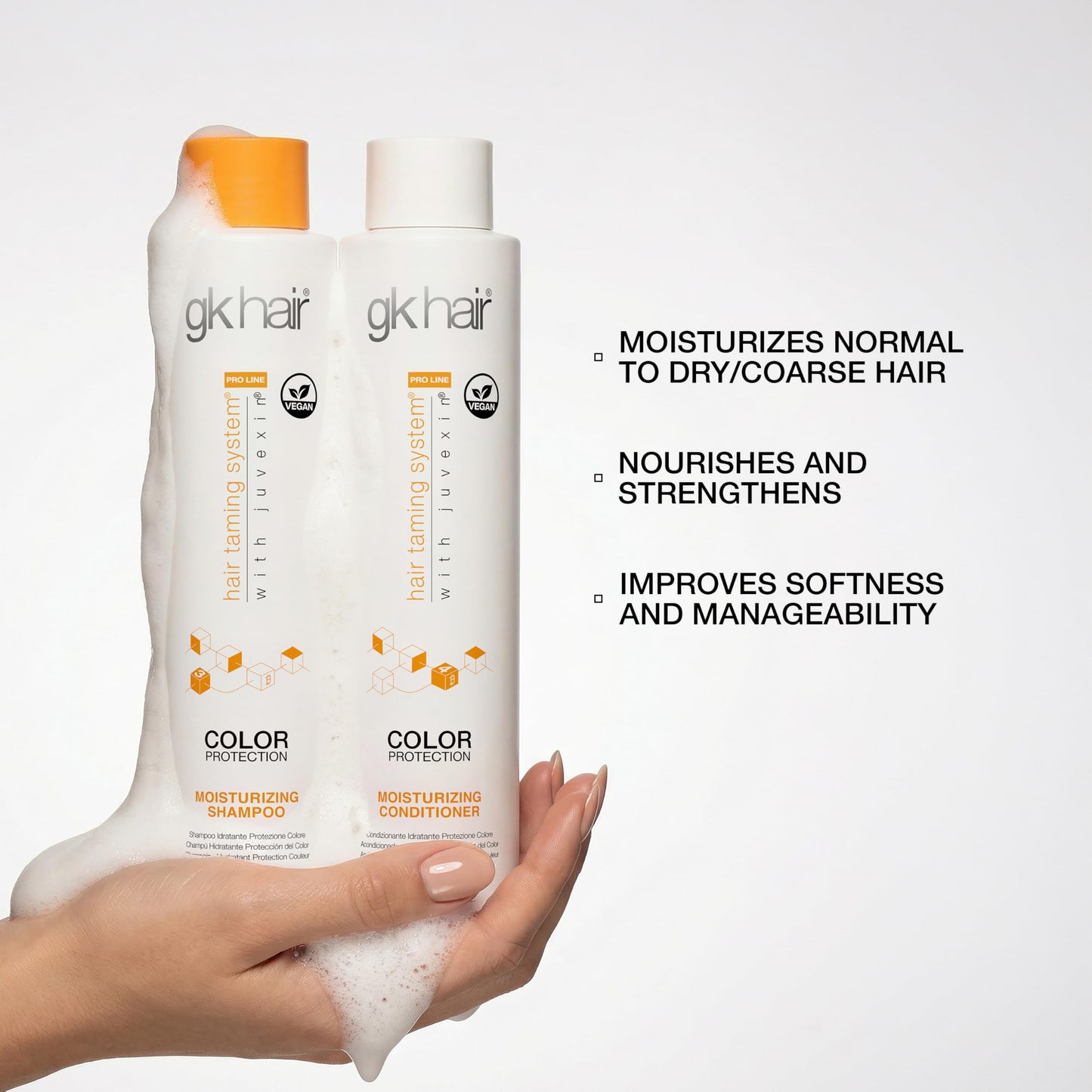 White Smoke GK HAIR Moisturizing Color Protection Shampoo & Conditioner Set 10.1 Oz – Hydrating Repair for Dry, Coarse & Color Treated Hair – Strengthening Protein Formula with Natural Oils & Plant Extracts