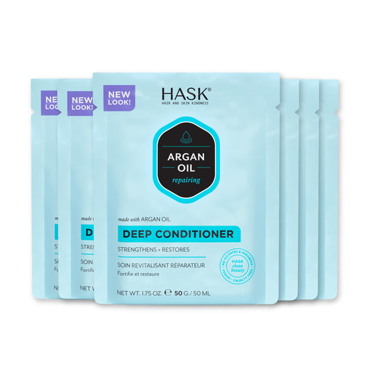Powder Blue HASK Deep Conditioner Treatments for all hair types, color safe, gluten free, sulfate free, paraben free - Pack of 6