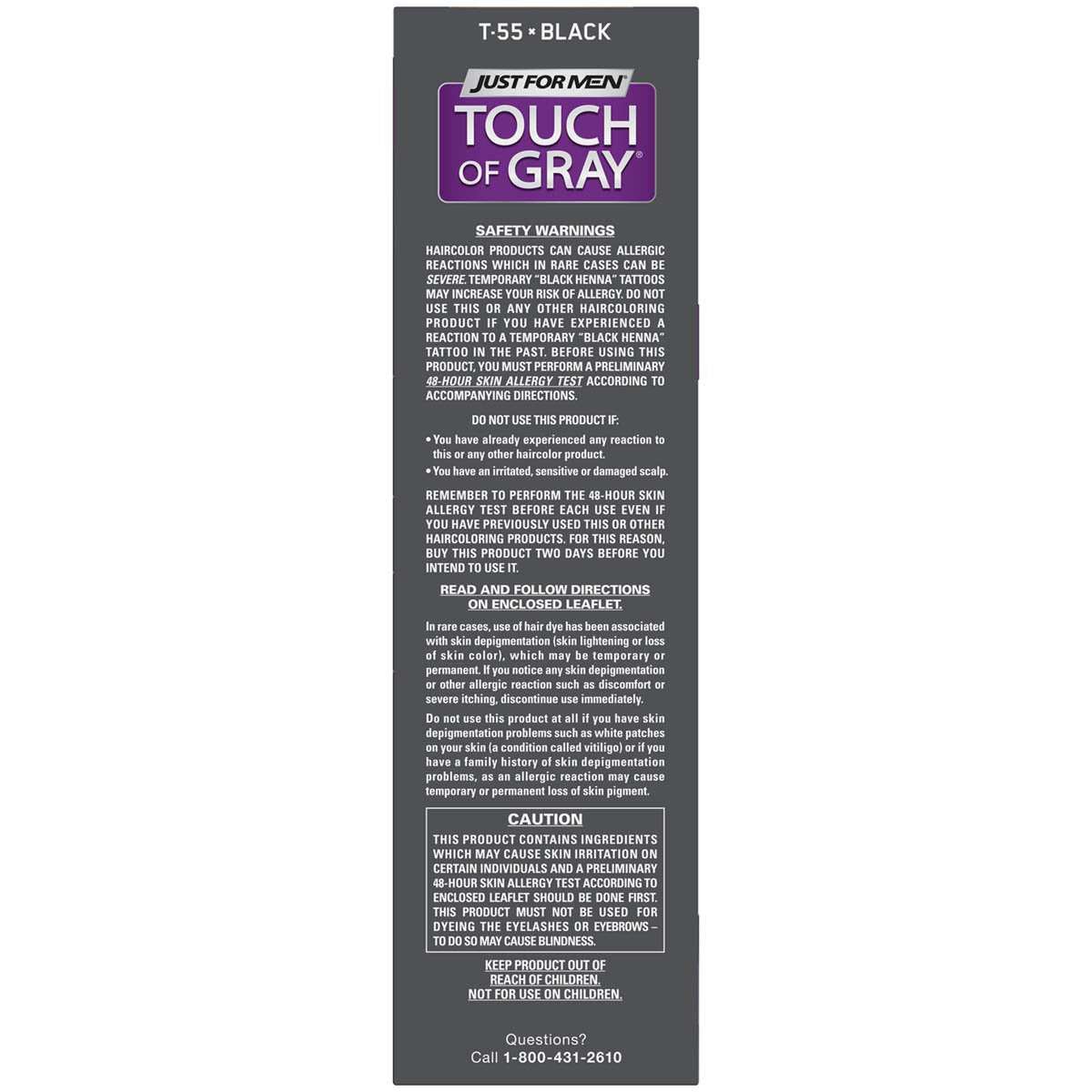 Dim Gray Just For Men Touch of Gray Men's Hair Color, Black