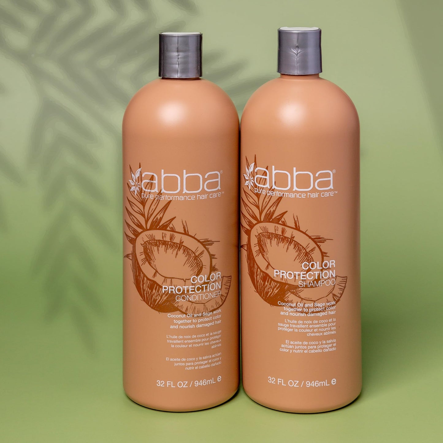 Dim Gray ABBA - Pure Color Protection Conditioner - Coconut Oil & Sage, 32 fl oz