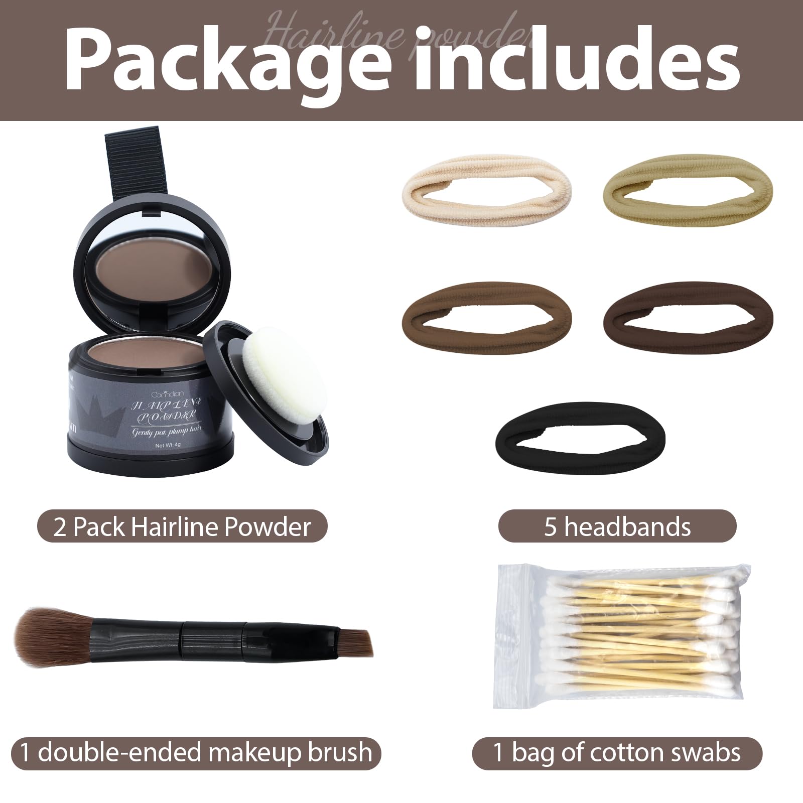 White Smoke 2 Pack Hairline Powder for Women and Men, Used to Root Touch Up Hair Color, Thinning and Gray Hair Coverage and Bald Spots Coverage, Medium Brown