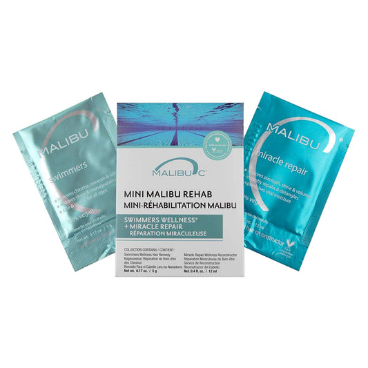 White Smoke Malibu C Mini Malibu Rehab Swimmers Wellness - Contains 2 Hair Remedy Packets - Discoloration Correcting Hair Care for Swimmers to Restore Shine & Moisture