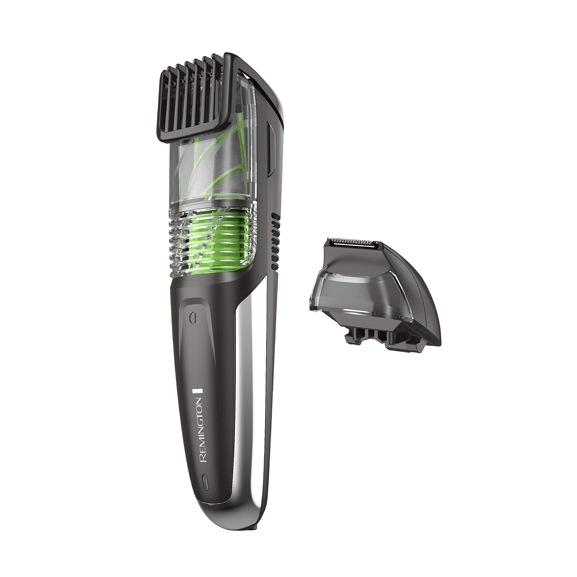 White Smoke Remington Vacuum Beard Trimmer,13 Length and Style Settings with Adjustable Length Comb (2-18mm),Vacuum Trimmer for Beard, Mustache, and Stubble, Rechargeable Lithium Power, Washable, Removable Blades