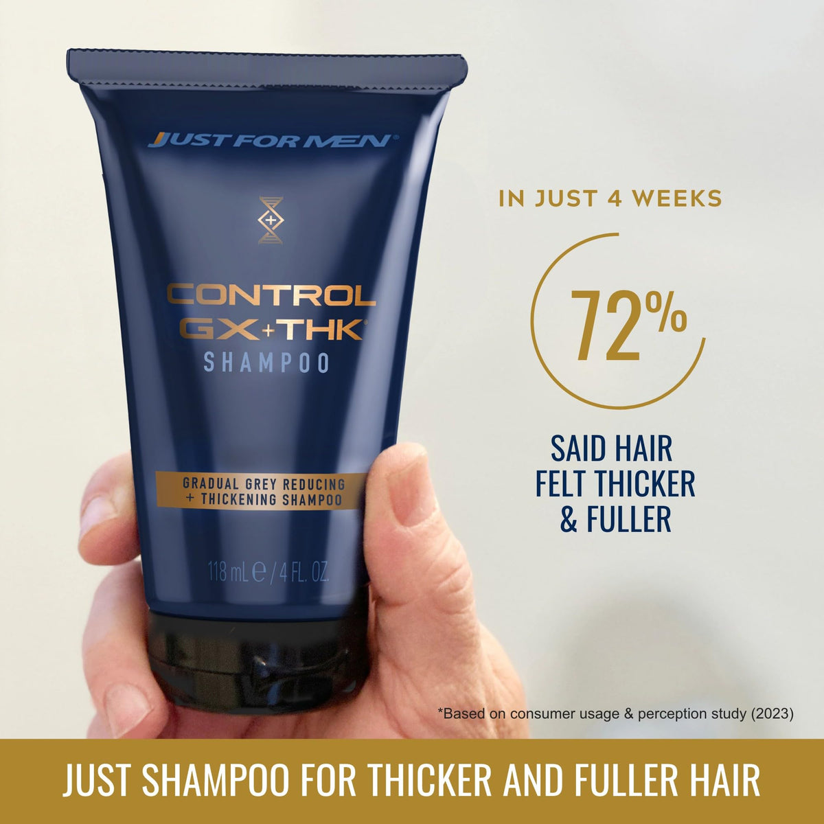 Light Gray Just for Men Control GX + THK Thickening Shampoo, Grey Reducing, 4 Fl Oz