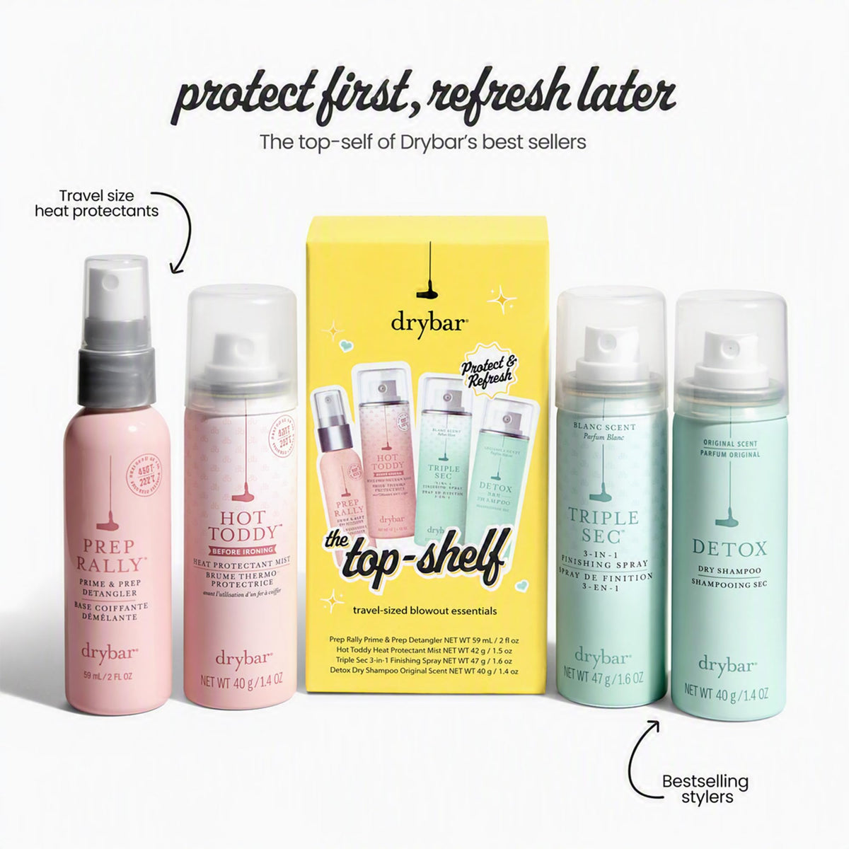 White Smoke Drybar The Top Shelf Travel-Size Blowout Essentials Kit, 4-Pc