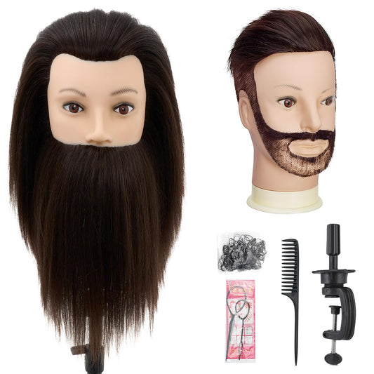 White Smoke Male Mannequin Head with Hair,10" Barber Mannequin Head,Cosmetology Hairdresser Training Doll Manikin Head for Hair Styling and Practice（black）