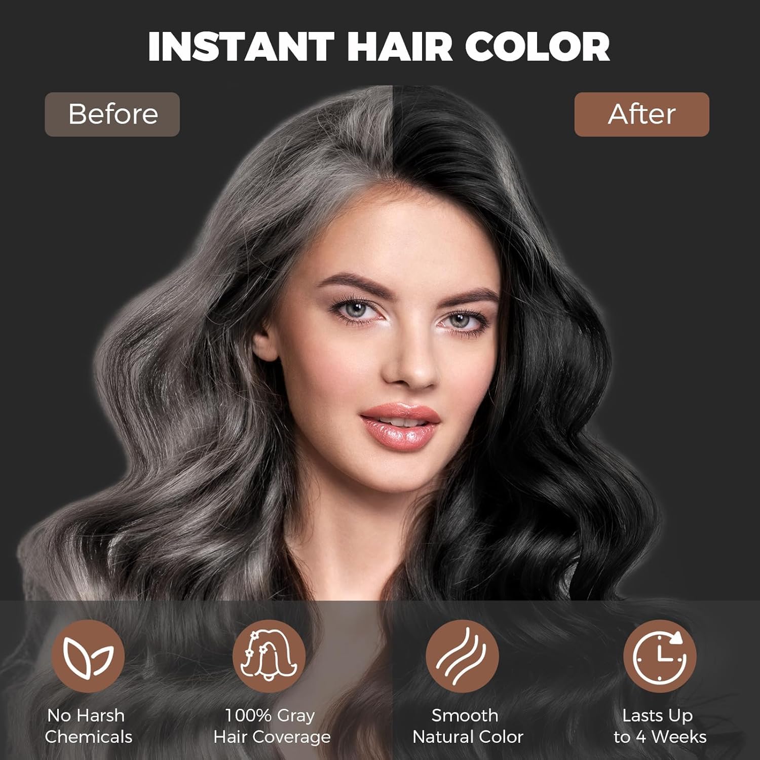 Dark Slate Gray YOURTONE Black Hair Dye Shampoo Instant & Easy 3-in-1 Hair Color Solution for Men and Women - Herbal Formula, Ammonia-free, Lasts 30 Days - 16.90 oz