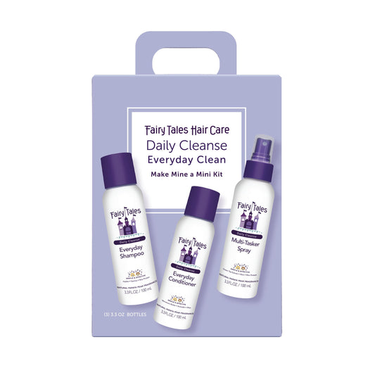 White Smoke Fairy Tales Daily Cleanse Everyday Kids Shampoo, Conditioner, and Spray - Travel Kit - Tangle Free, Moisturizing and Hydrating Formulas, Clean and Natural Ingredients - Paraben Free - 3.3 oz. (3 Pack)