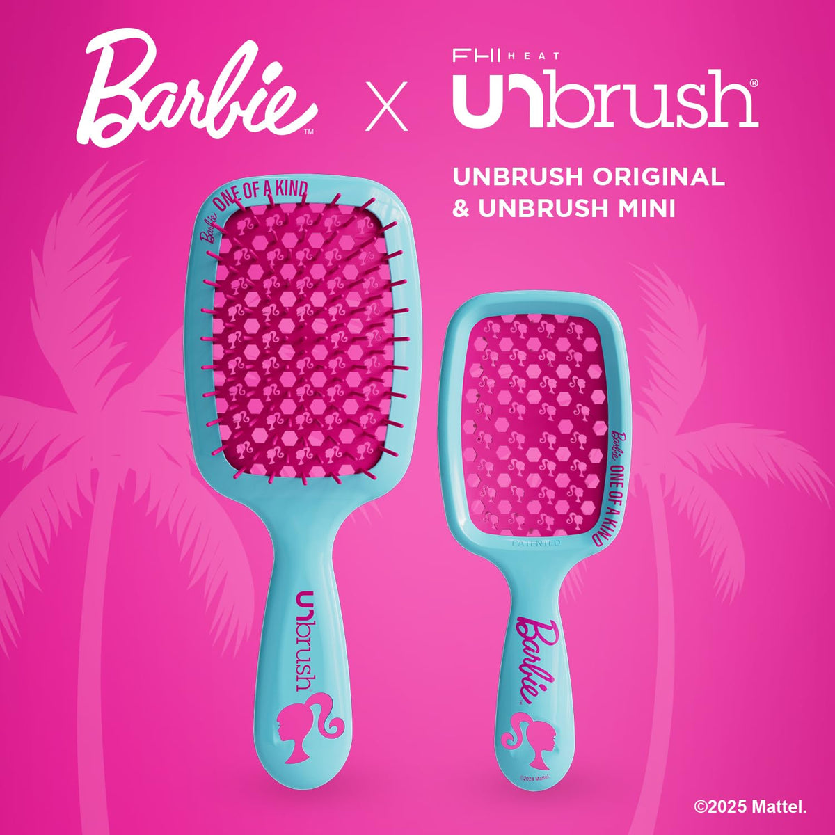 Hot Pink FHI Heat UNbrush Barbie Detangling Brush Duo - One of a Kind - Blue