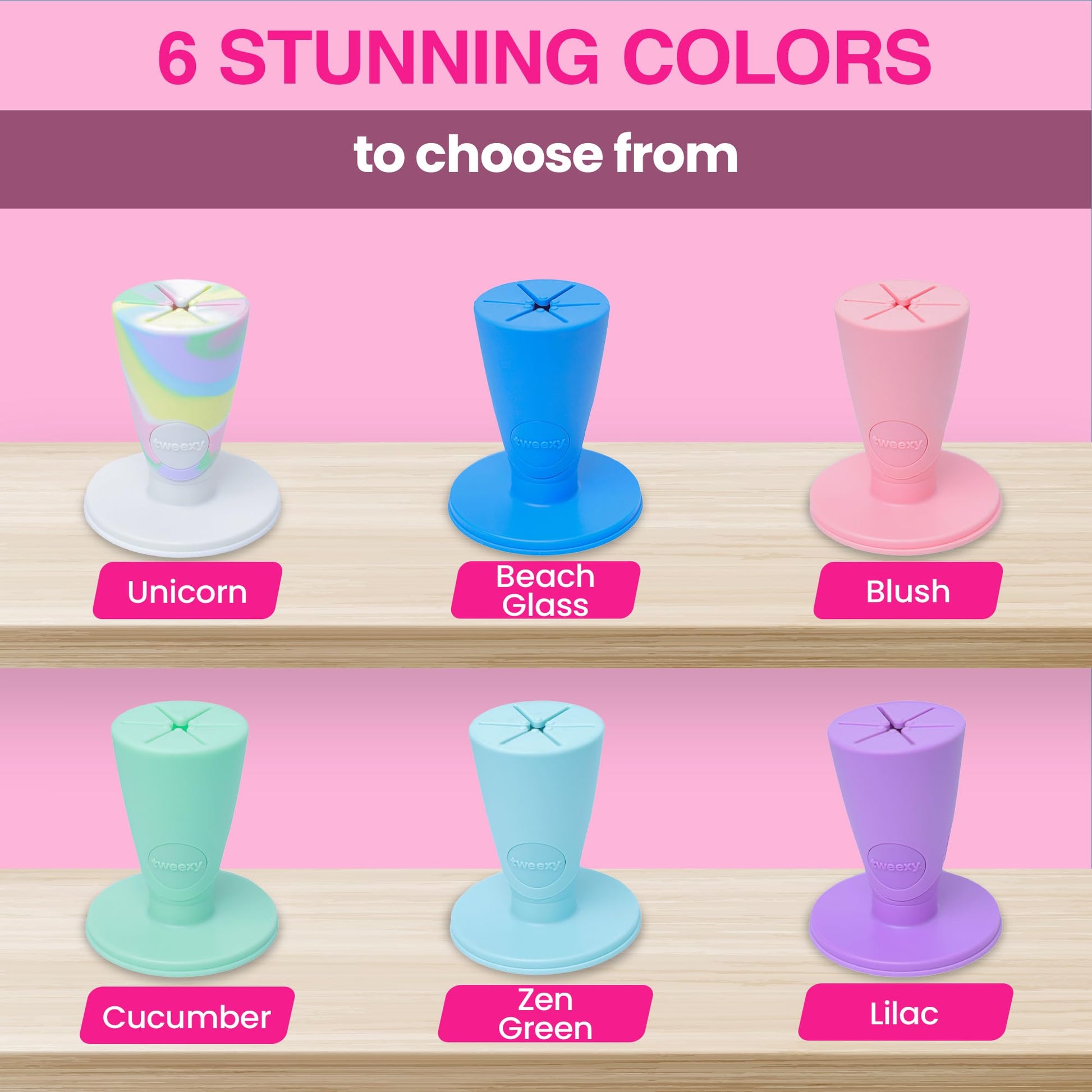 Pink tweexy Hinge Untippable Nail Polish Bottle Holder | Anti-Spill Nail Polish Holder Stand, Tilted, IntelliStick Airlock Suction | Fingernail Painting, Nail Art Tools | Nail Polish Accessories (Zen Green)