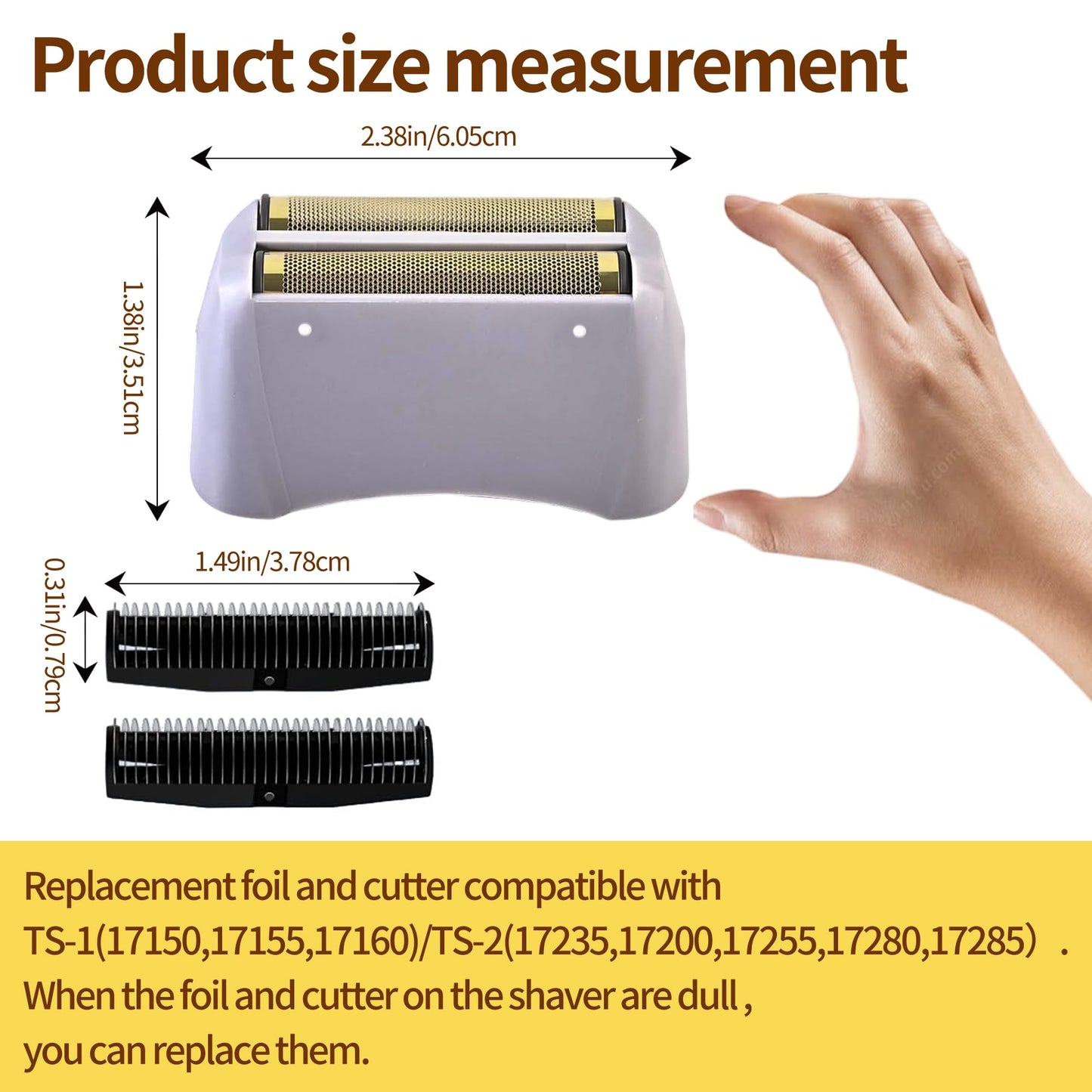 White Smoke 1 Pack Foil Shaver Replacement Foil Fits for Andis Foil Shaver TS1 (17150, 17235, 17220) and TS2 (17200), Gold