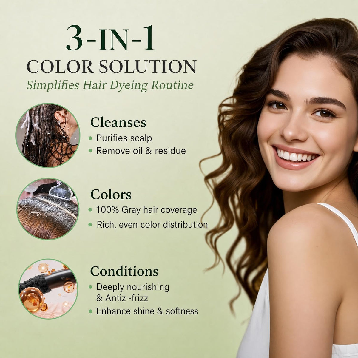 Gray Cherry Brown Hair Dye Shampoo, Instant Color Shampoo 3 in 1
