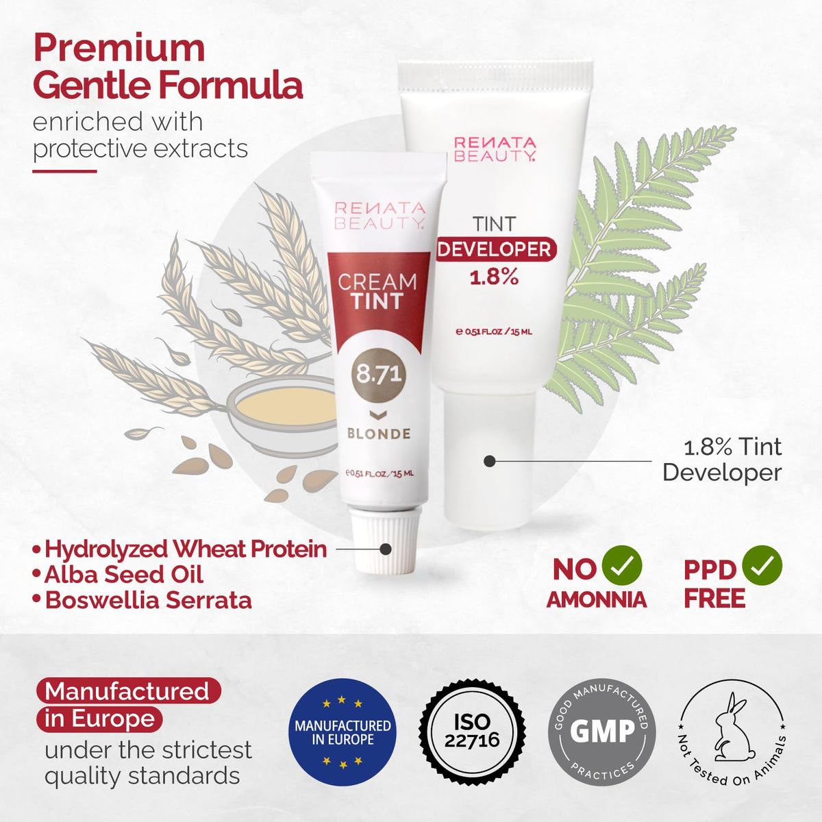 White Smoke RB RENATA BEAUTY Spot Tint Kit - Blonde, Cream Hair Dye with Developer