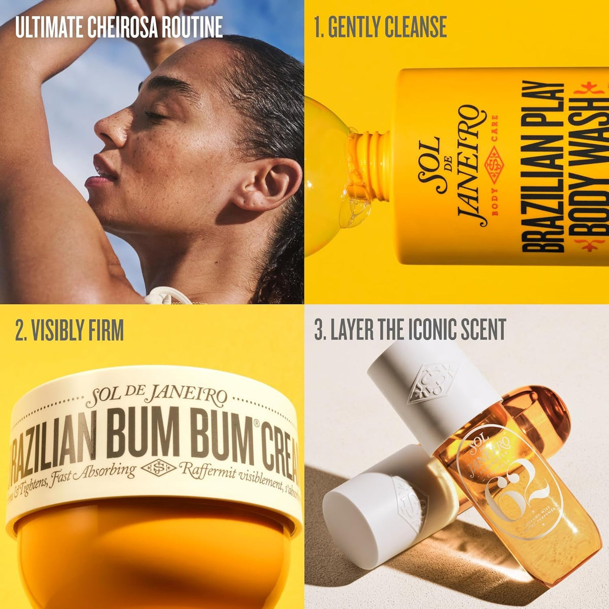 Gold Sol de Janeiro Brazilian Bum Bum Cream & Cheirosa 62 Perfume Mist Duo