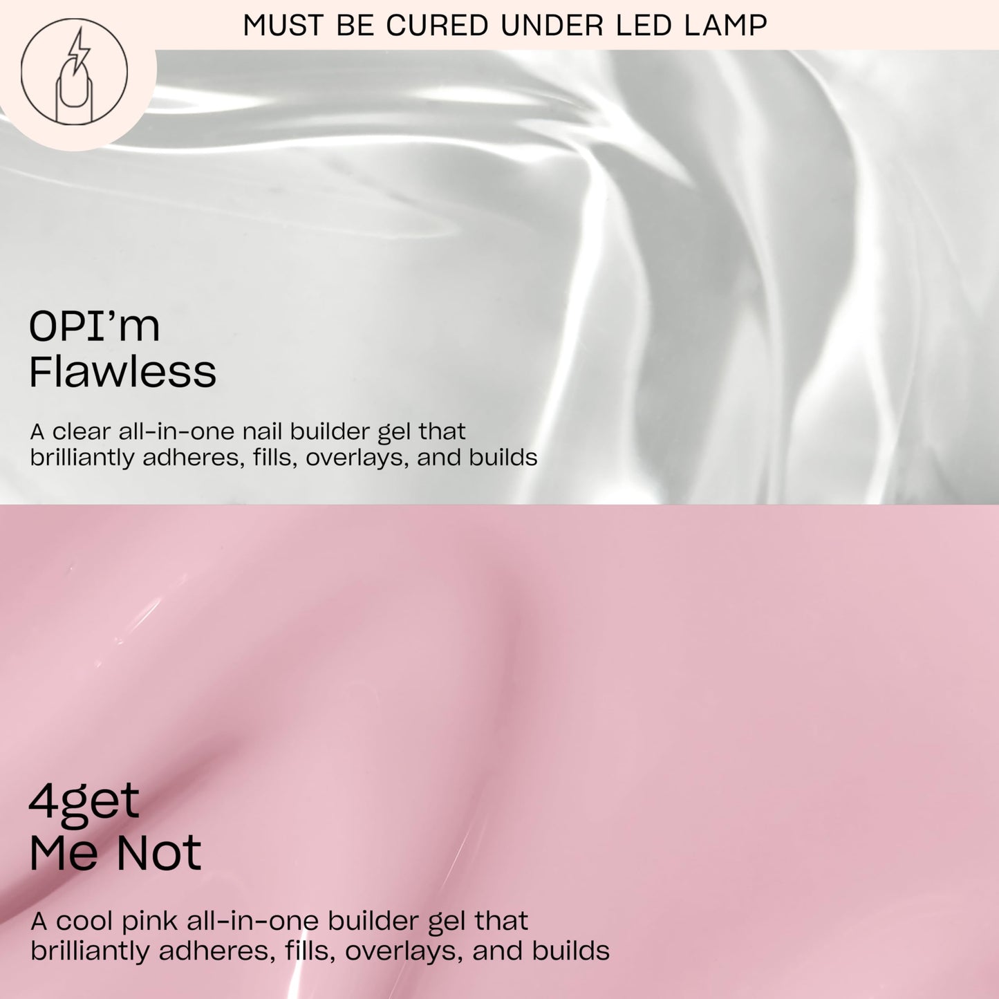 Thistle OPI GELevate 4-in-1 UV Cure Gel Nail Builder Bundle | OPI’m Flawless, Clear Color + 4get Me Not, Cool Pink Color + Soft Gel Almond Shape Nail Tips Extensions