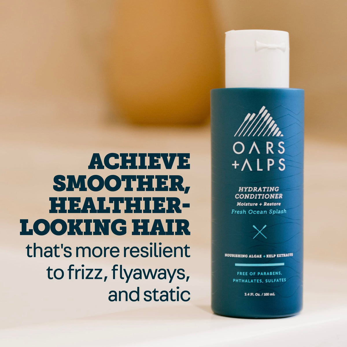 Light Gray Oars + Alps Men's Sulfate Free Hair Shampoo and Conditioner Set, Infused with Kelp and Algae Extracts, Fresh Ocean Splash, Travel Size 3.4oz Each