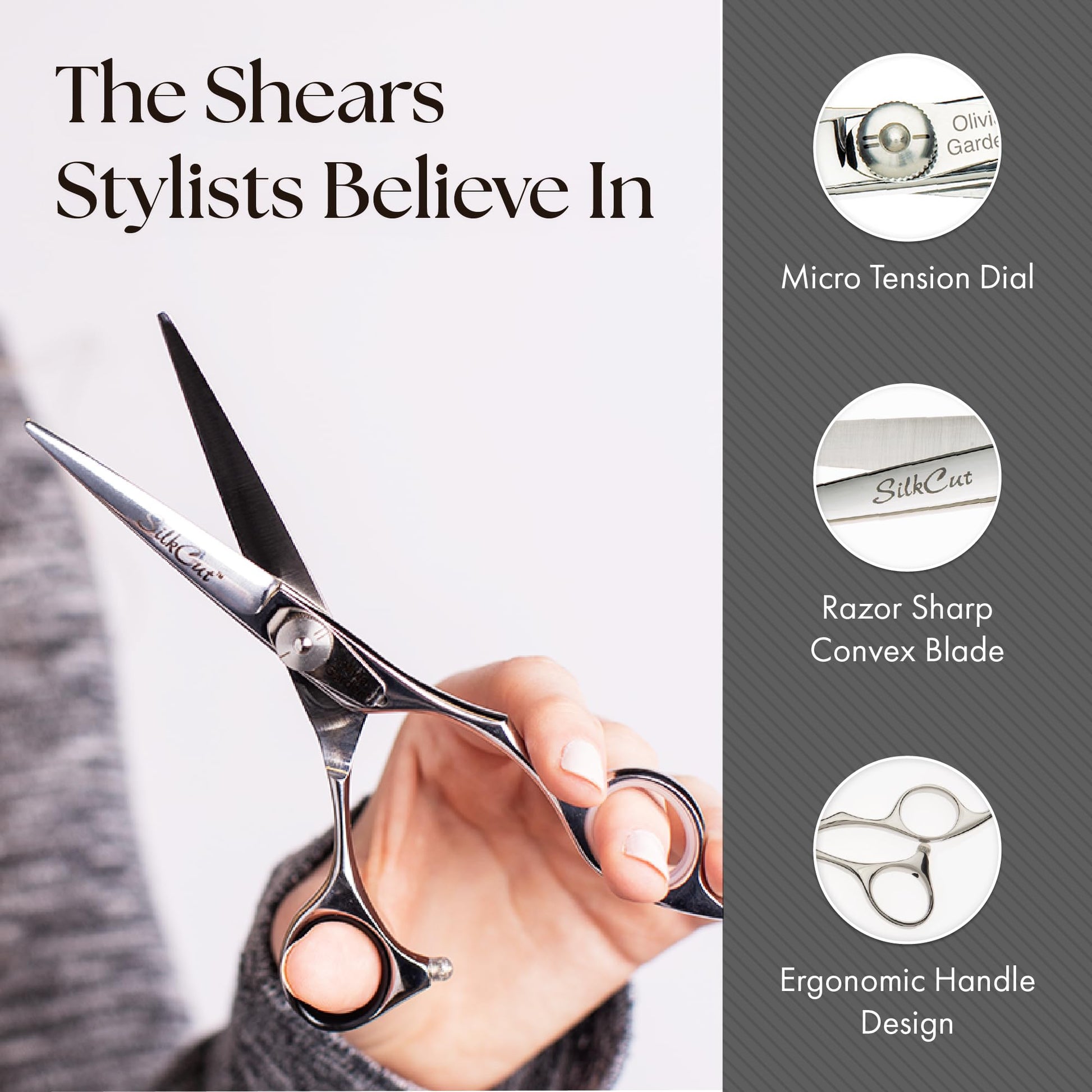 Lavender Blush Olivia Garden SilkCut Shears Intro Kit - Includes Professional Hair Cutting Shears, Thinner, Case, and Accessories - 5" Razor Sharp Left-Handed Scissors - SKC01LH