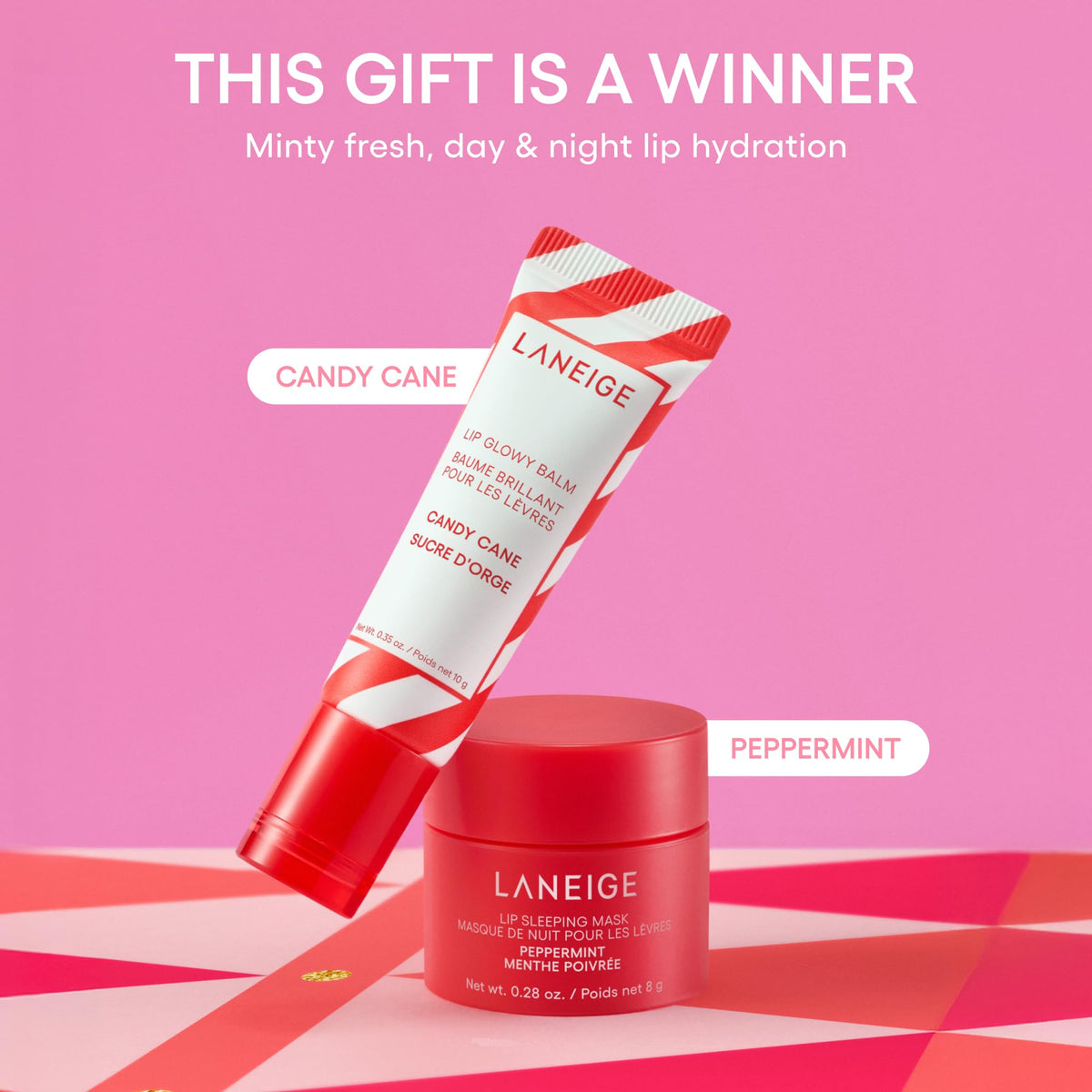 Hot Pink LANEIGE Midnight Minis: Limited-Edition Holiday Lip Care Gift Set for Day & Night Hydration
