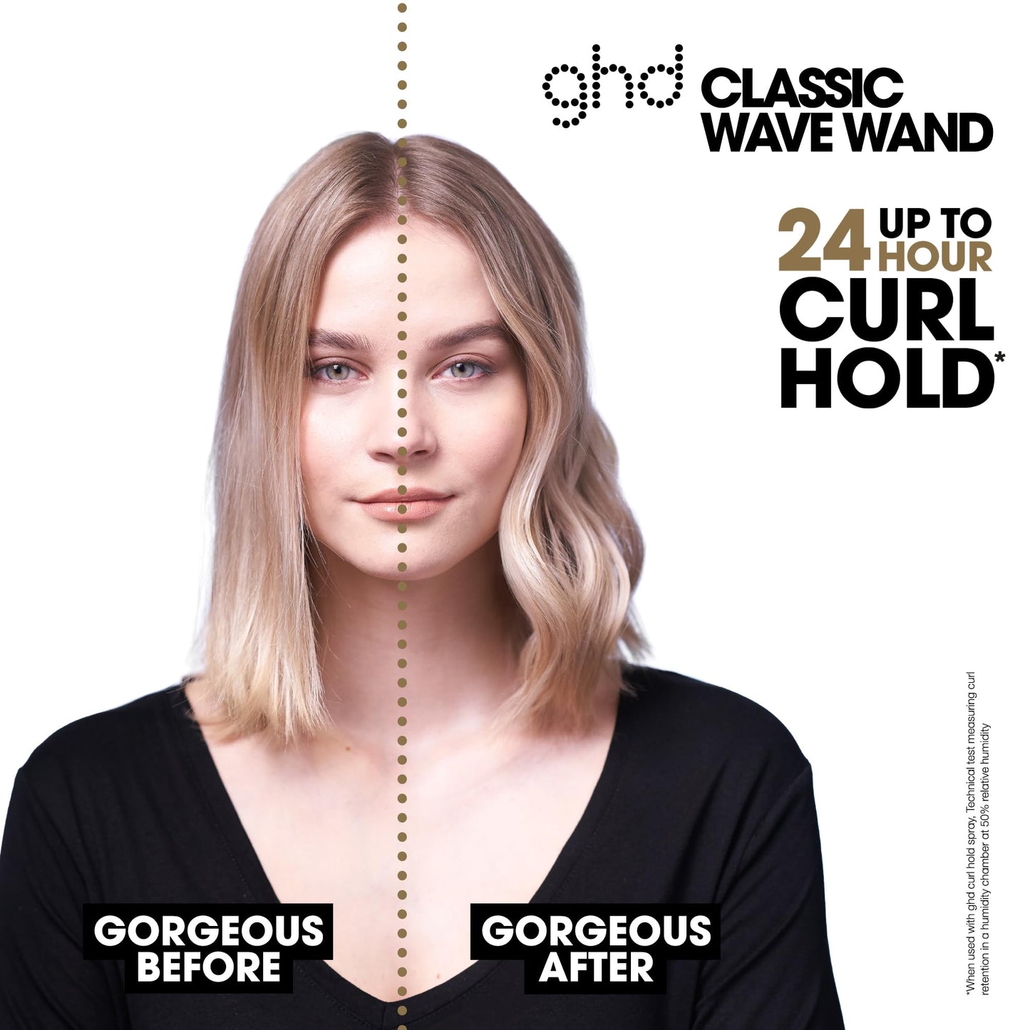 White Smoke ghd Curve Classic Wave Curling Wand - 0.5” to 1.5” Oval Ceramic Wand for Beachy Waves and Hollywood Curls - 365ºF Safer Hair Styling Technology, Cool Tip, and Auto Sleep Mode - Black