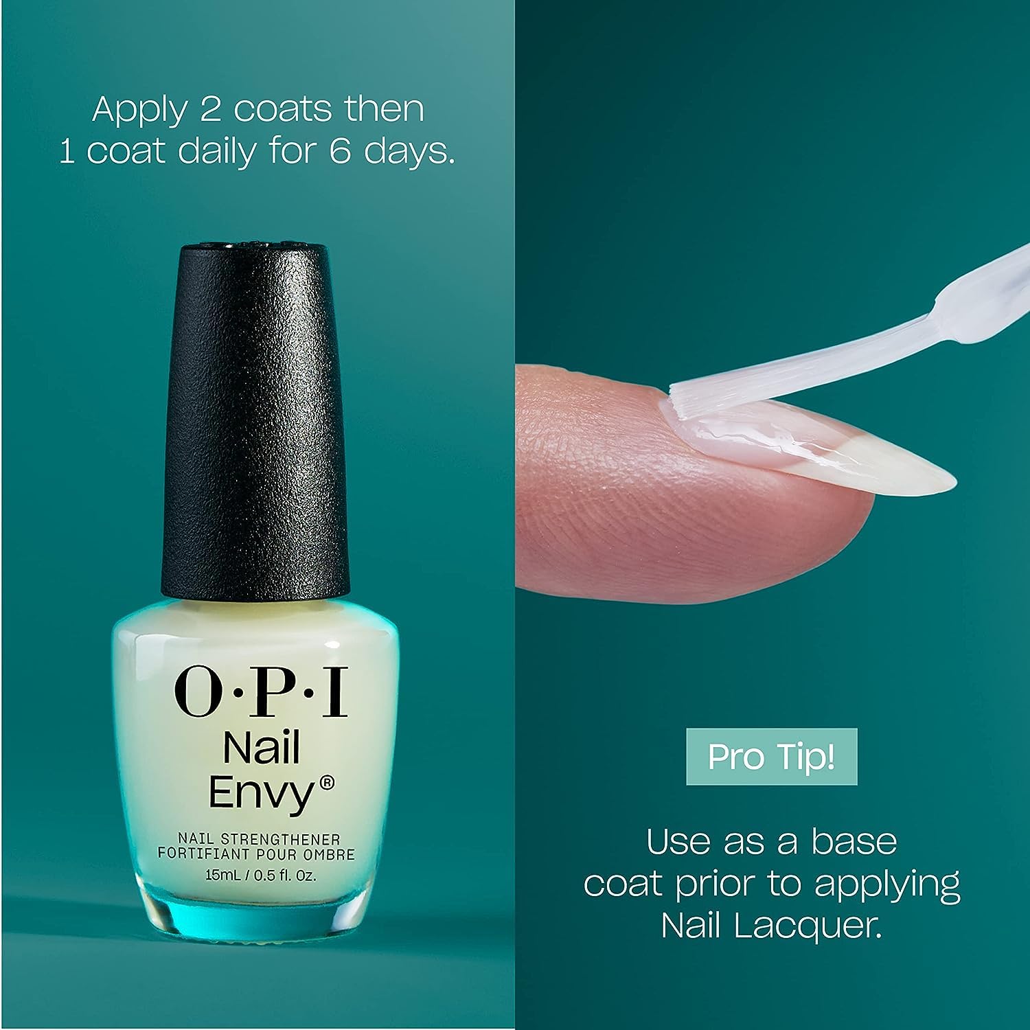 Dark Cyan Bundle of OPI xPress/On Press On Nails, With Nail Glue, Short White Nails, Funny Bunny + OPI Nail Envy, Nail Strengthening Treatment, Stronger Nails in 1 Week, Vegan Formula, 0.5 fl oz