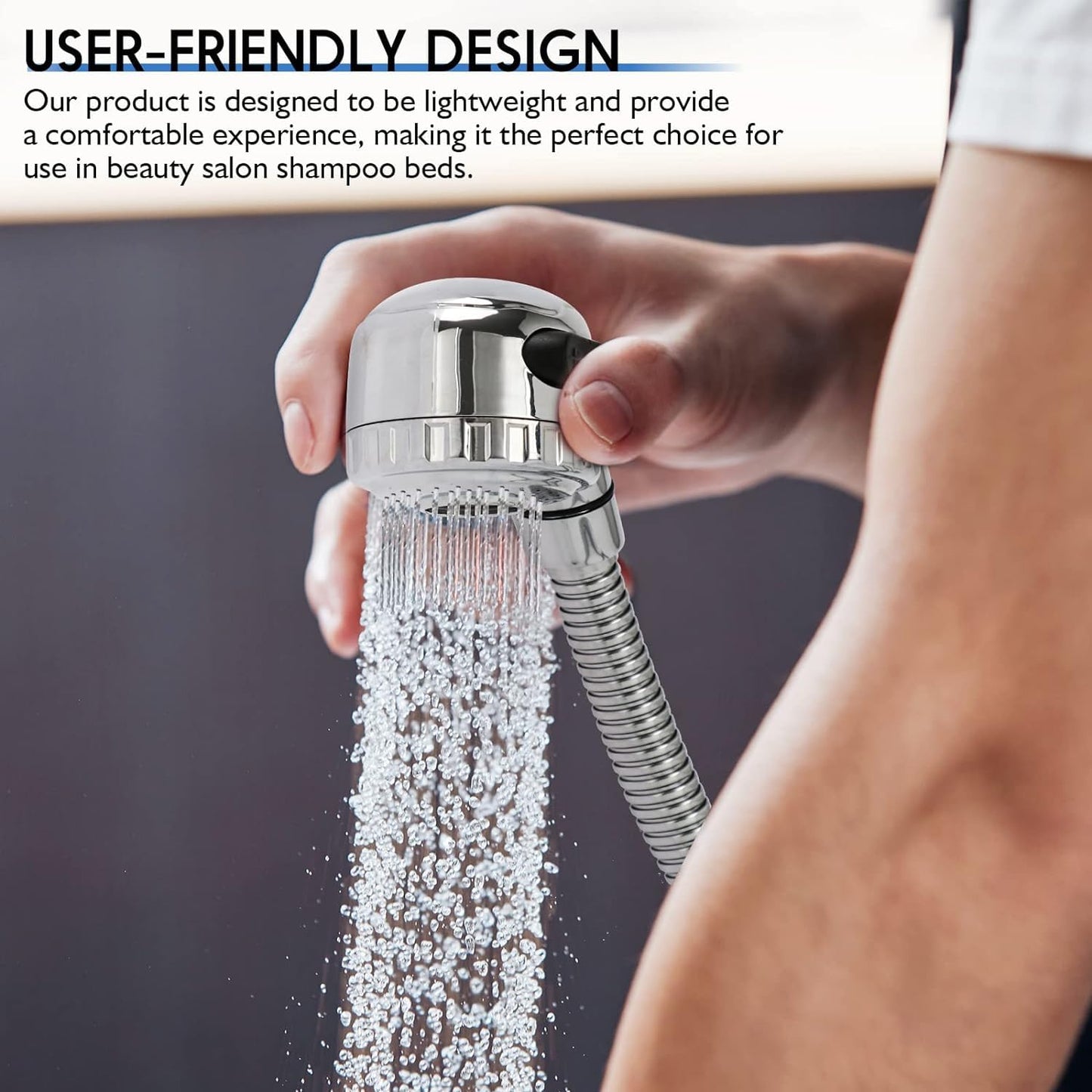 Dim Gray LukLoy Shampoo Bowl Sprayer Hose Replacement, 1/2" Nut Professional Salon Sink Stainless Steel Hose for Sink Shampoo Bed