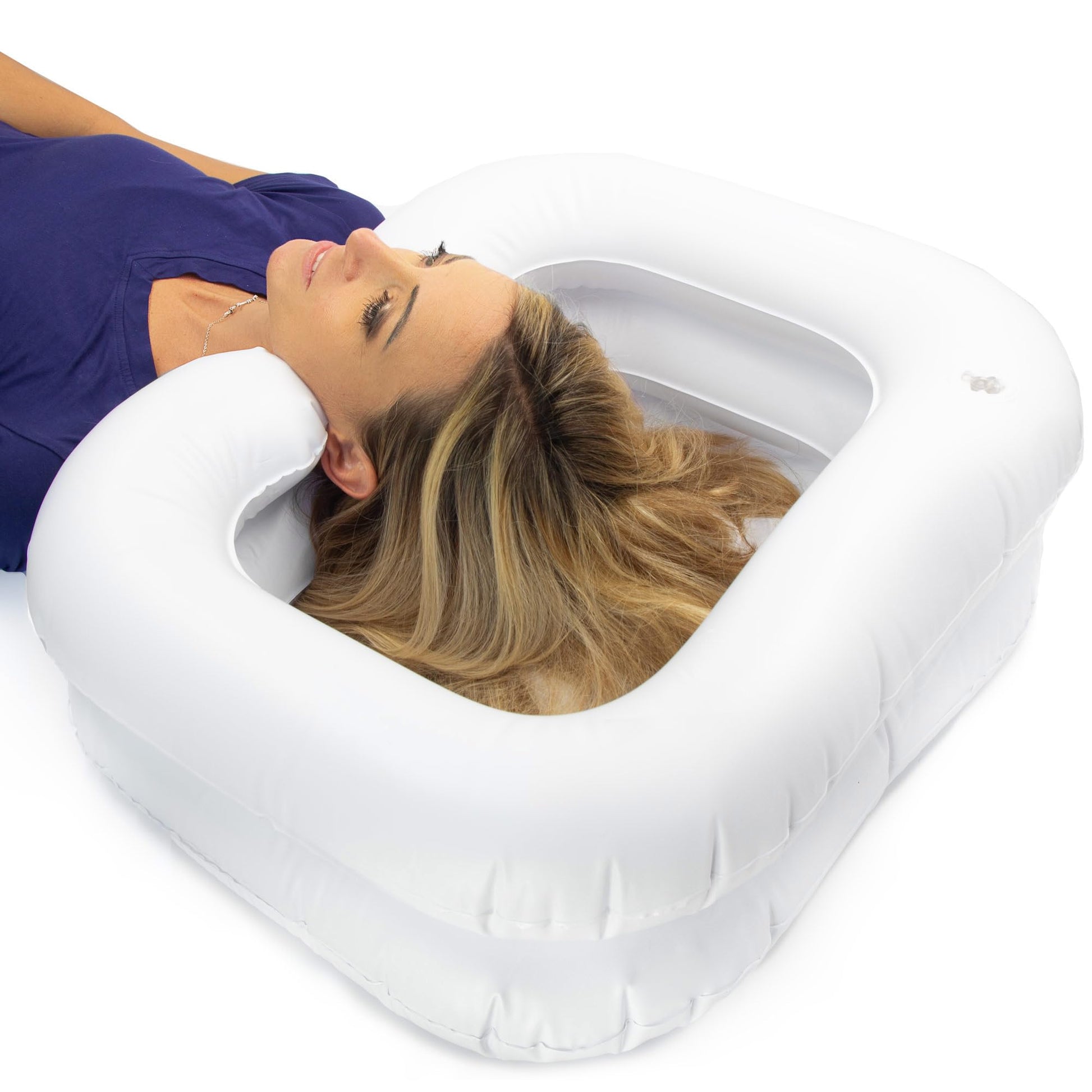 White Smoke DMI Inflatable Hair Washing Basin for Bedridden Disabled, Injured, Elderly, Kids | Portable Hair Washing Station Portable Shampoo Bowls for Home | Loc Detox Tub For Dreads