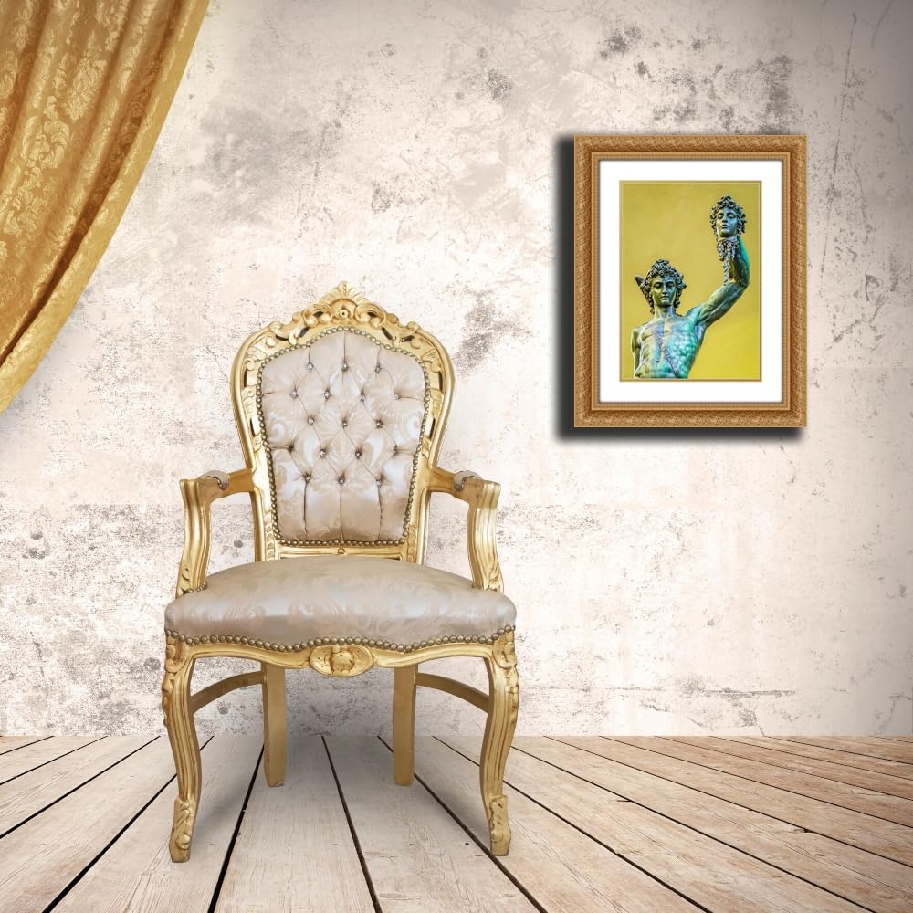 Gray ArtDirect Perseus, Florence, Italy. Statue by Cellini in Loggia dei Lanza of beheading of Medusa by Perseus. Custom Framed Art Print Giclee or Canvas Options with Various Sizes by McCallum, Murray