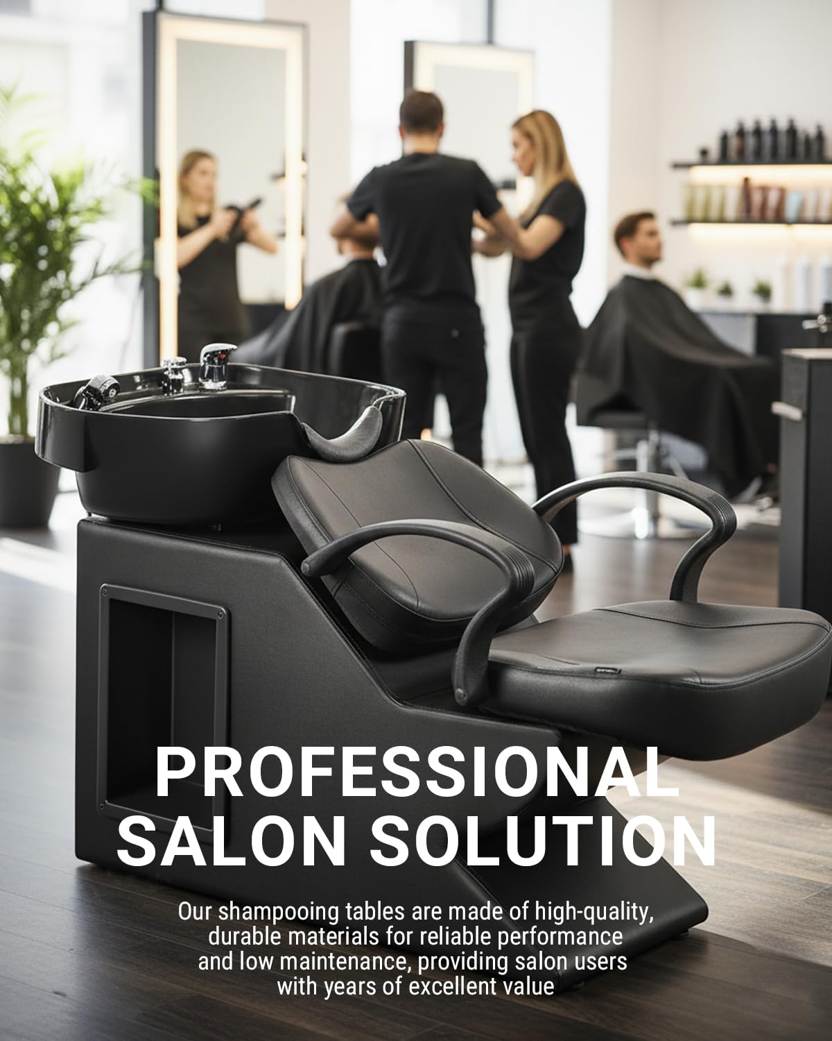 Dark Slate Gray IJIALIFE Shampoo Bowl and Chair Set, Luxury Salon Sinks Hair Washing Station for Hair Stylist, Shampoo Barber Backwash Chair for Home Spa Beauty Barbershop (Standard)
