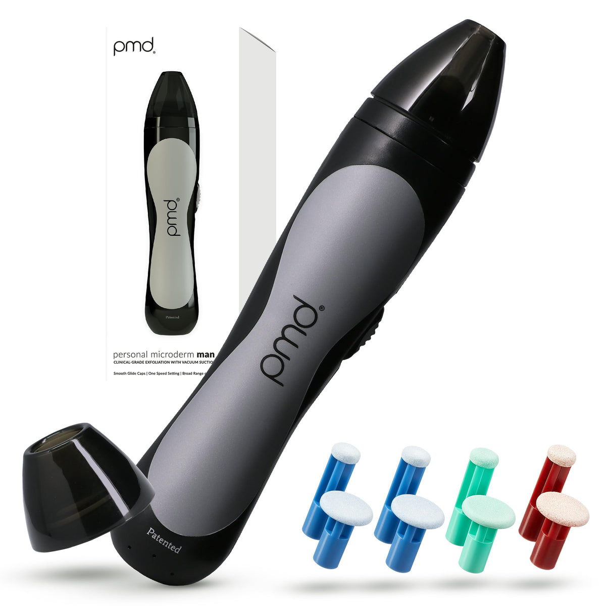 White Smoke PMD Beauty Personal Microderm Man - At-Home Microdermabrasion Machine with Kit for Face & Body - Exfoliating Crystals and Vacuum Suction for Bold and Striking Skin