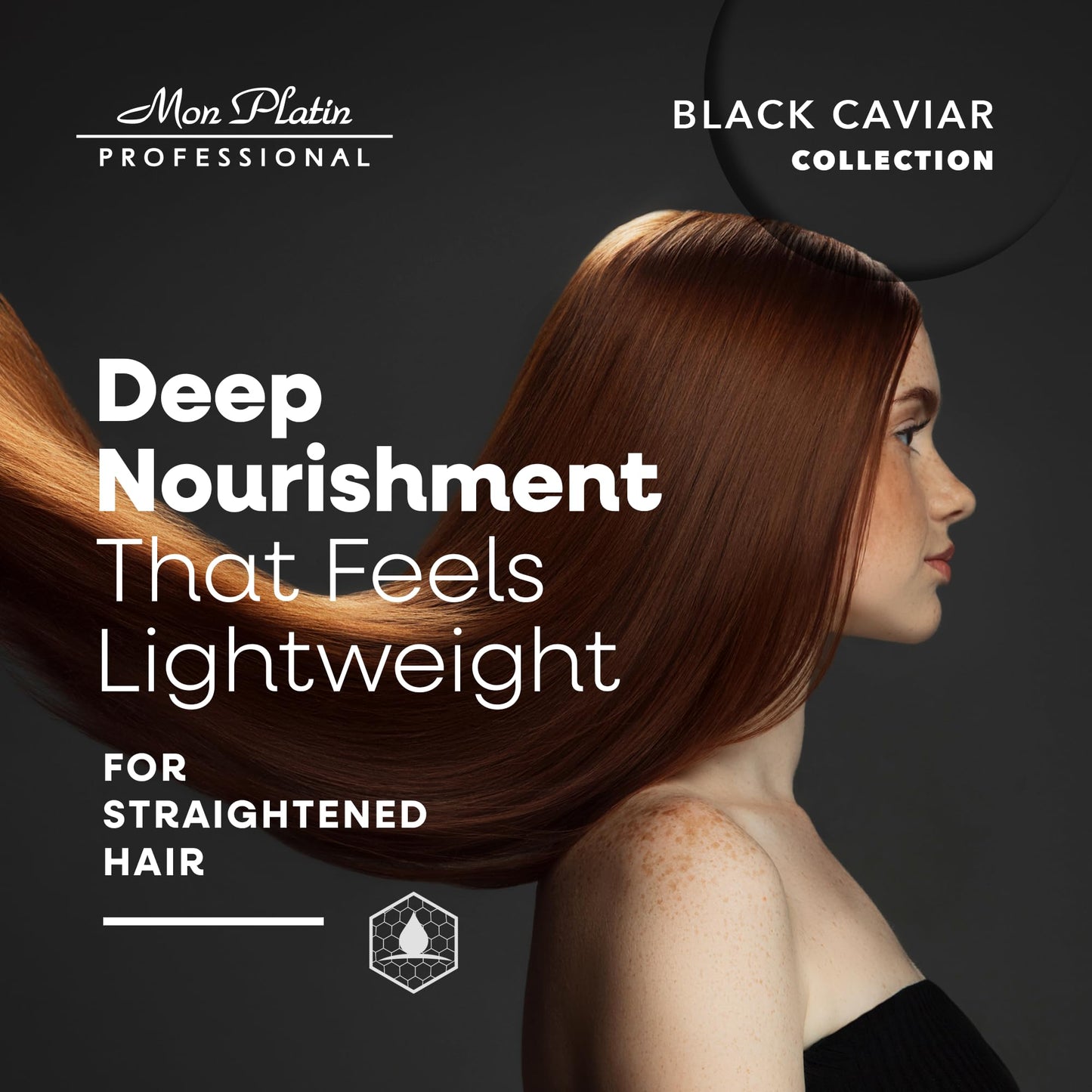 Dark Slate Gray Mon Platin Professional Hair Conditioning Mask, Black Caviar Total Repair, 500ML, For Straightened Hair, Intensive Recovery, Deep Conditioning, SLS/Salt Free