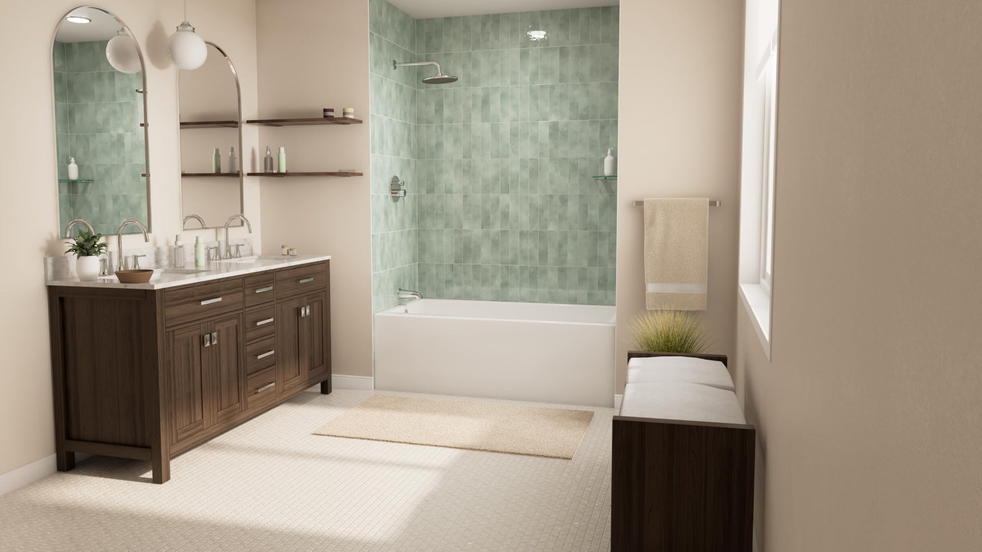 Rosy Brown Prism 60 in. L x 32 in. W Acrylic Alcove Left-Hand Drain Bathtub, White